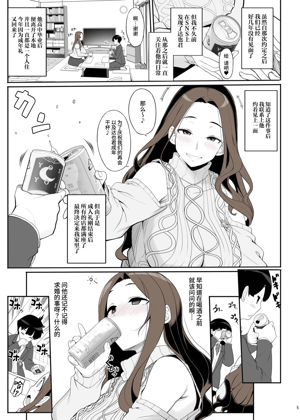 [Kirintei (Kirin Kakeru)] Ichizu na Oneesan to Saikaishitara Dosukebe Kyuukonsarete Sekkusu Tsukeninaru Hanashi [Digital] [Uncensored] [Chinese] [葱鱼个人汉化] - Page 5