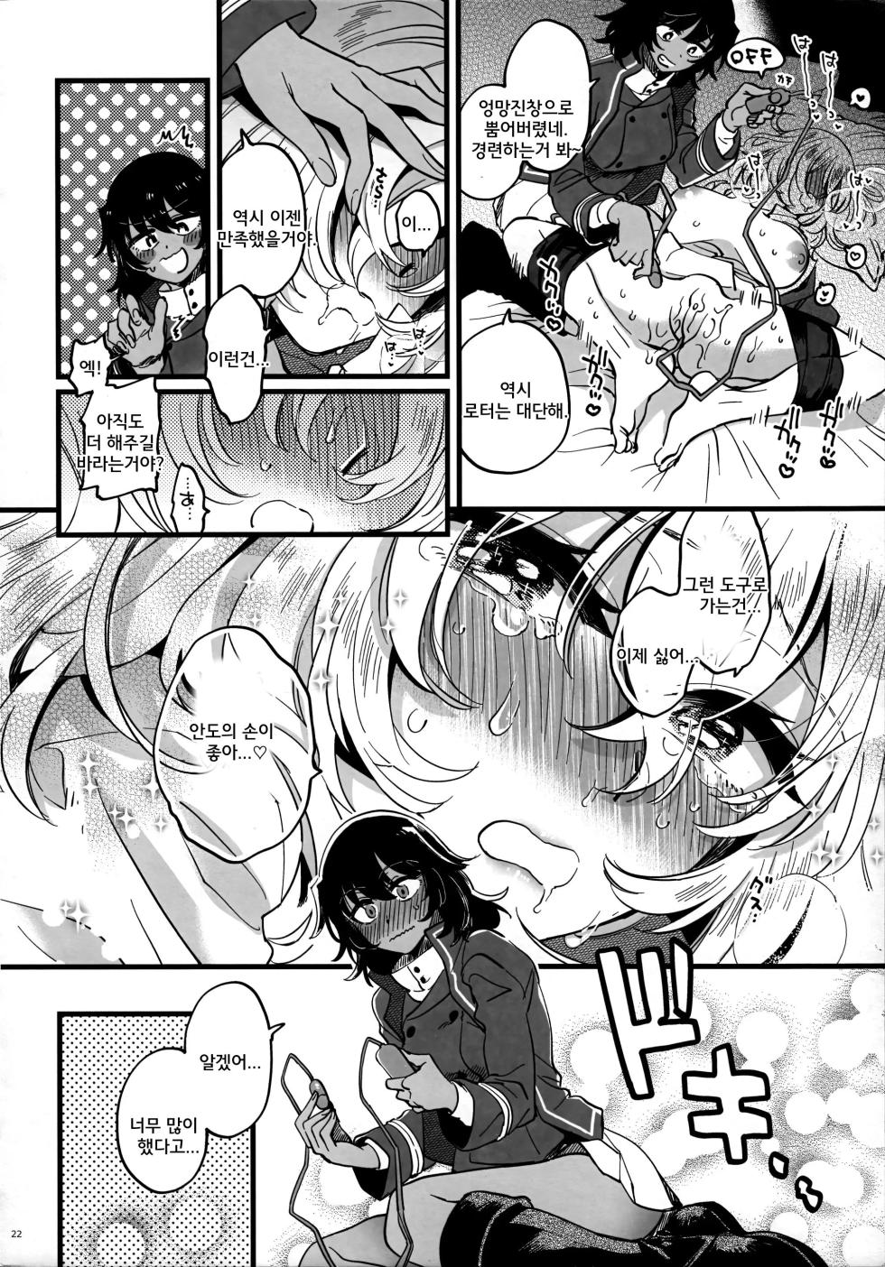 [Sonotaozey (Yukataro)] Tojikomerarete Kusuri Nonde Sorekara no Aida - Trapped in the Room, Taking the Potion, and Then | 방에 갇혀서 약을 먹고 그러고 난 다음 그 사이 (Girls und Panzer) [Korean] - Page 21