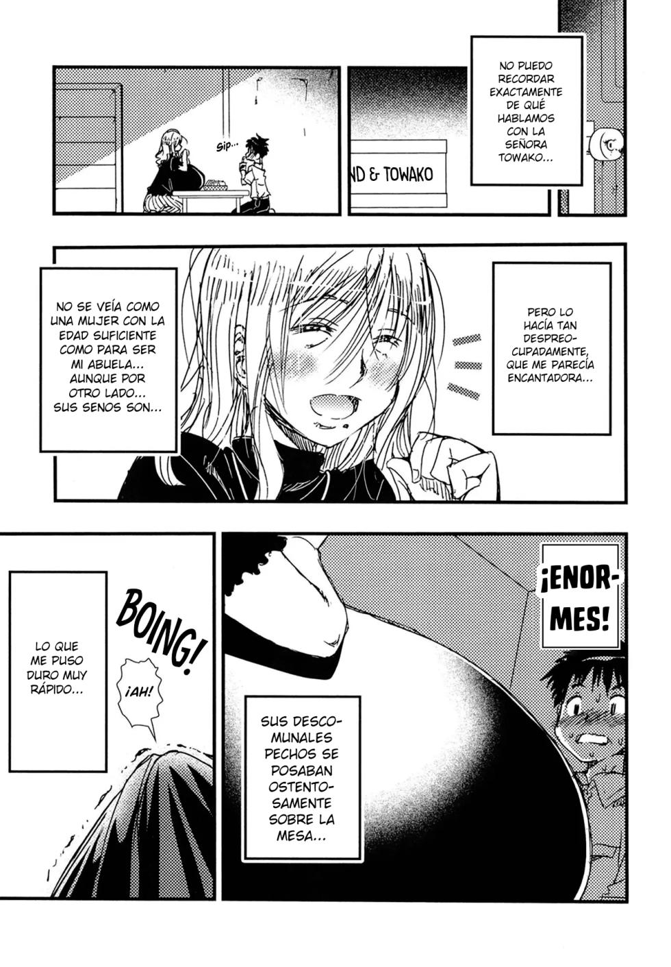 [Matsuyama Seiji] 56-sai Bust 256cm Danchizuma Ookiku Tareta Jukujo no Chibusa... Boku wa Kono Hito de Doutei o Sotsugyou Shita. | La madura ama de casa de 56 años y un busto de 256 [Spanish] - Page 16
