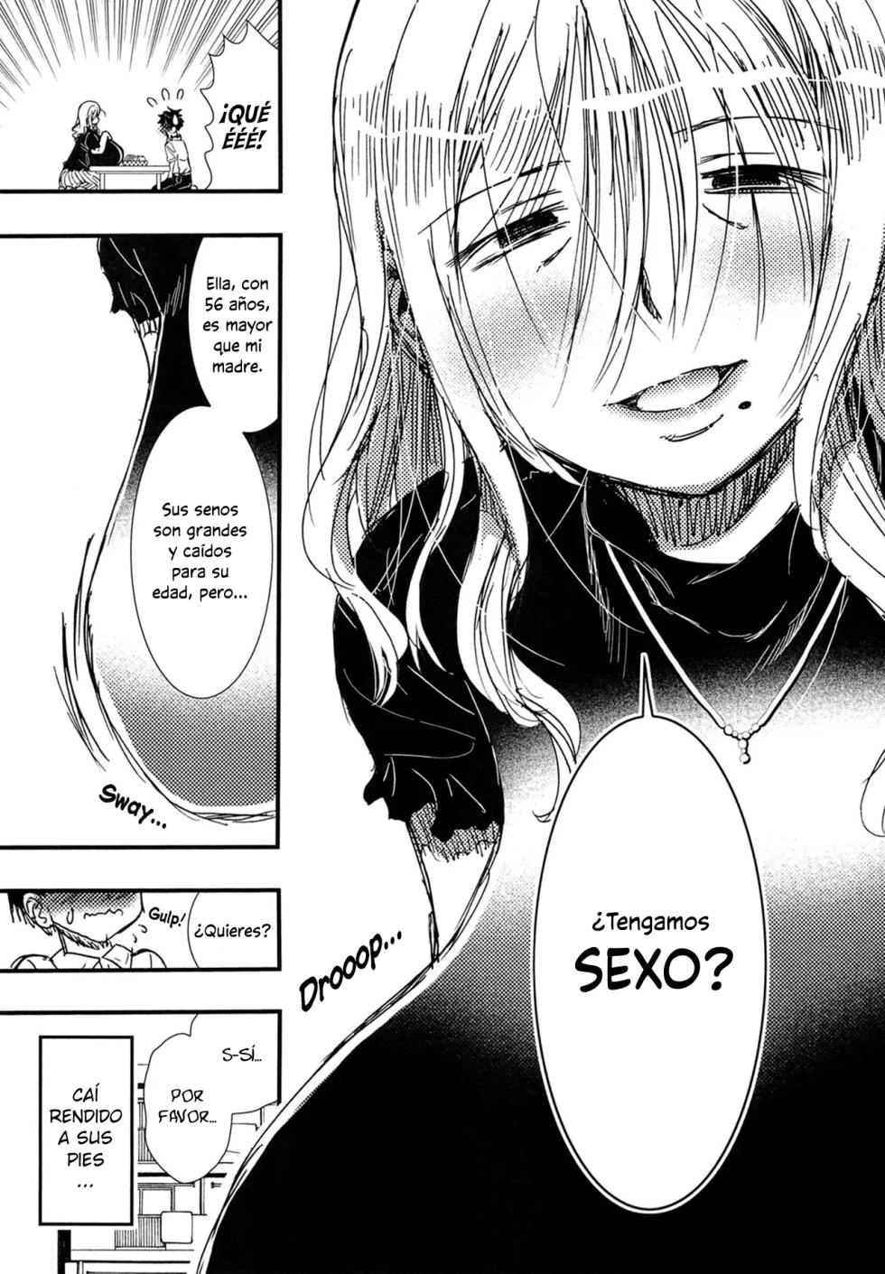 [Matsuyama Seiji] 56-sai Bust 256cm Danchizuma Ookiku Tareta Jukujo no Chibusa... Boku wa Kono Hito de Doutei o Sotsugyou Shita. | La madura ama de casa de 56 años y un busto de 256 [Spanish] - Page 18
