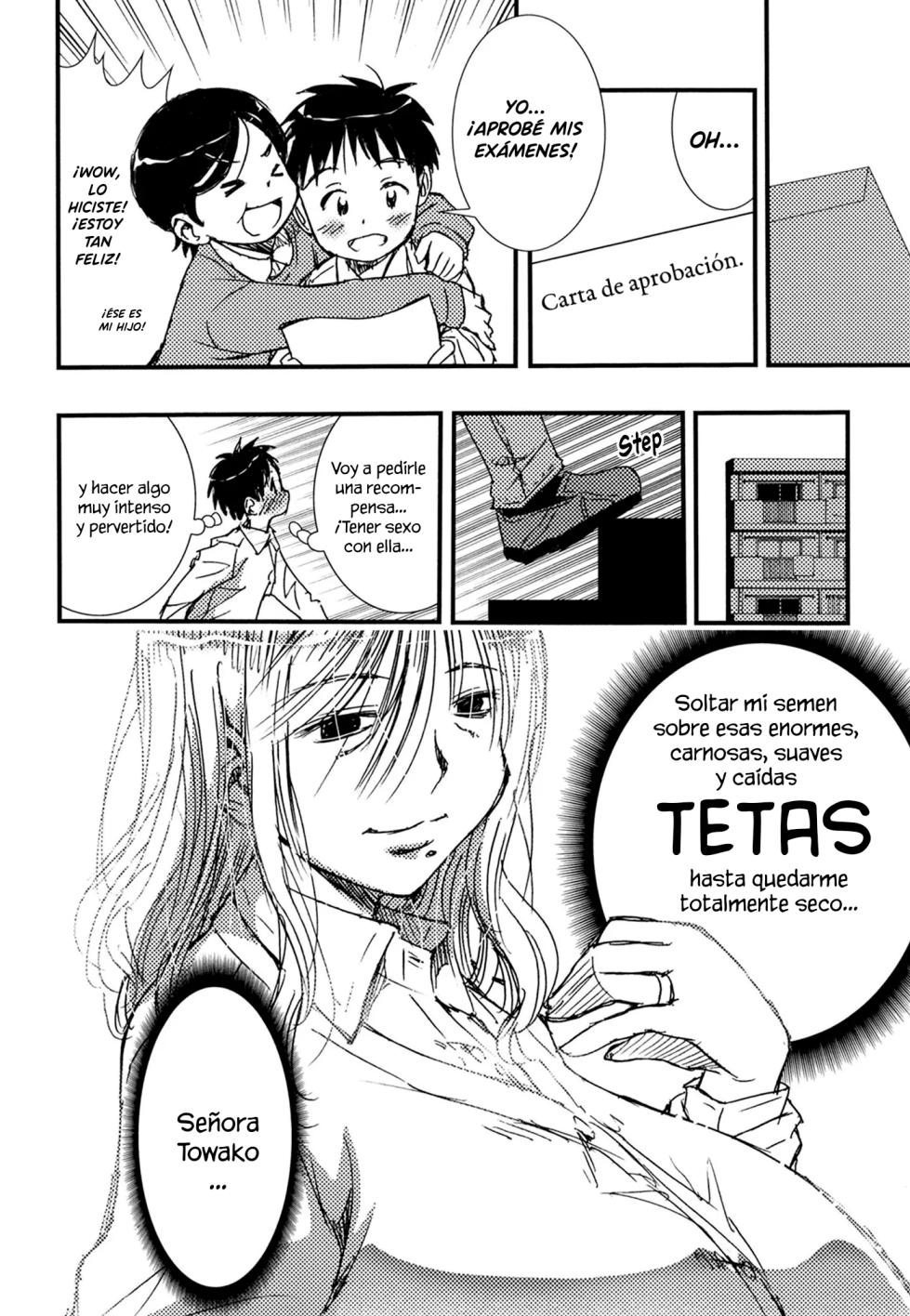 [Matsuyama Seiji] 56-sai Bust 256cm Danchizuma Ookiku Tareta Jukujo no Chibusa... Boku wa Kono Hito de Doutei o Sotsugyou Shita. | La madura ama de casa de 56 años y un busto de 256 [Spanish] - Page 37