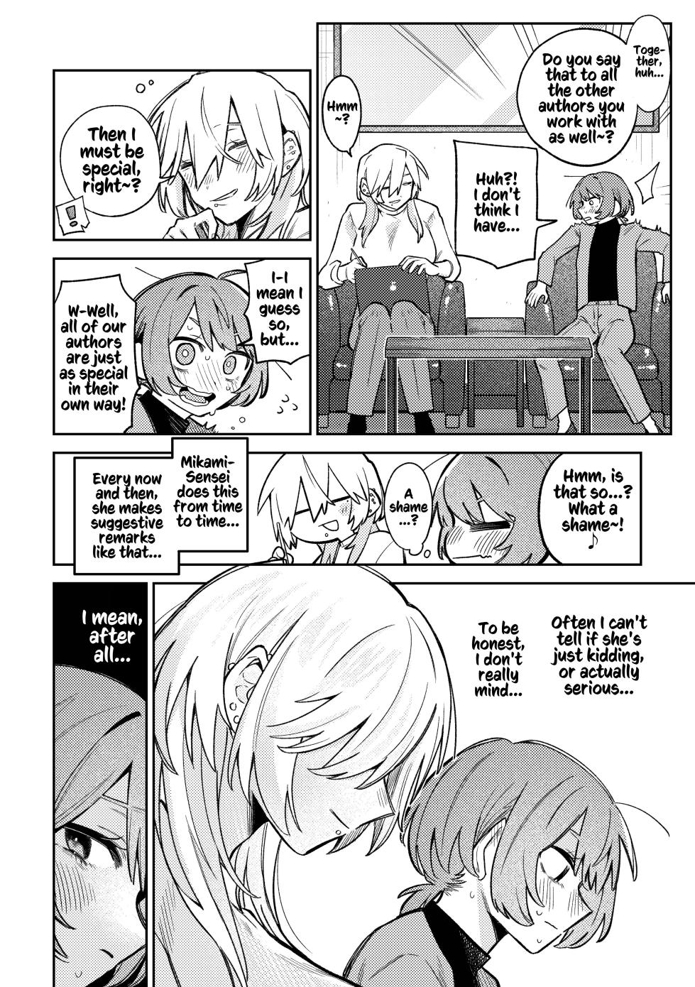 [Dozuke Taira Yuri Teikoku (Suzuo)] Urekko Mangaka-san to Shigodeki Henshuu-san | Popular Manga Artist and Work Adept Editor [English] [Kusanuu] - Page 4
