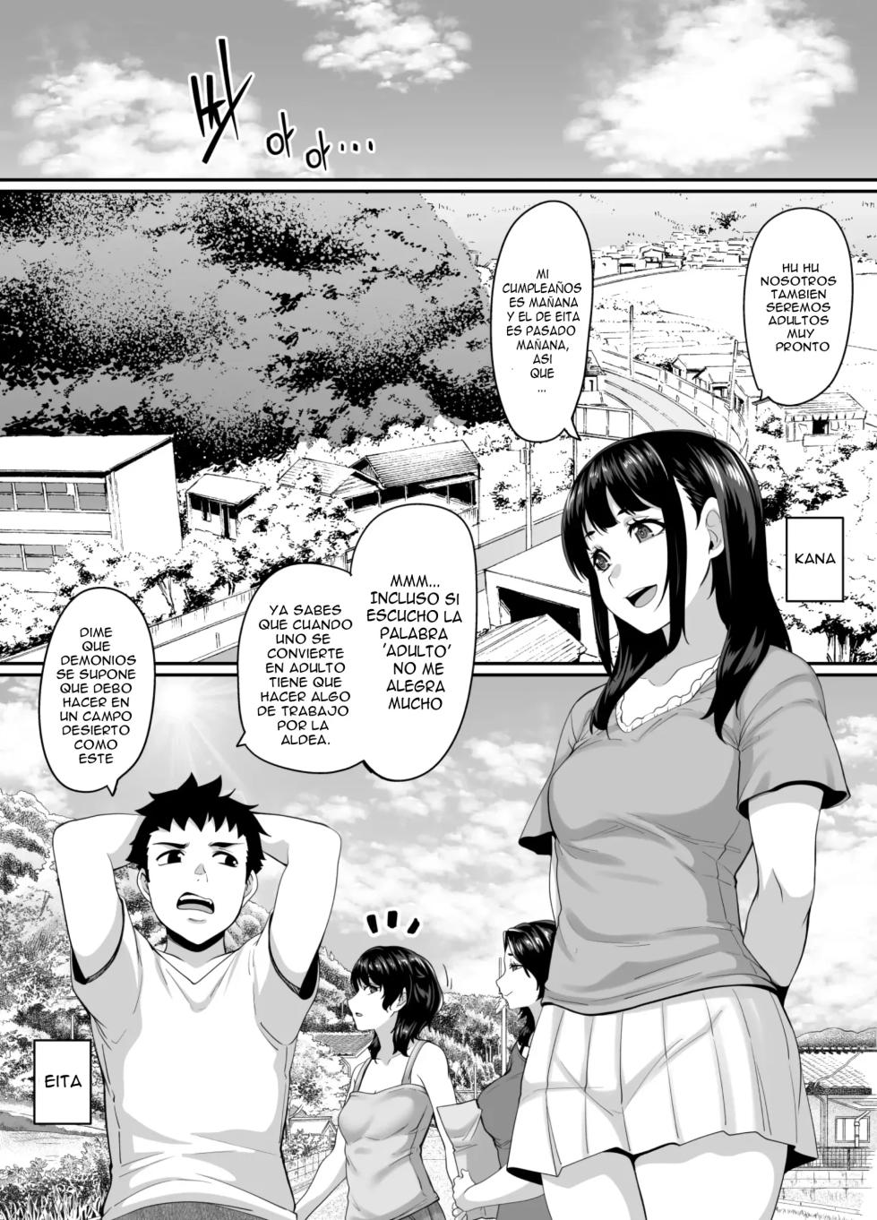 [Tiramisu Tart (Kazuhiro)] Onna Amarimura no Inshuu ~Otoko wa Juunin Haramasete Ichininmae Toiu Inaka no Fuuchou~｜Costumbre de la aldea con Exceso de Mujeres ~La tendencia rural de que un hombre debe dejar embarazadas a 10 personas para ser un adulto respetable~ [Spanish] [E COMICKERO XD] - Page 2