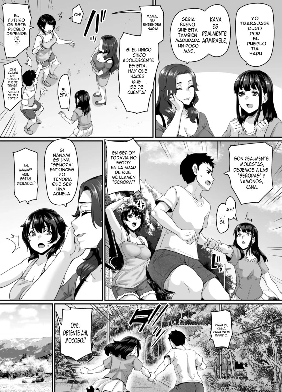 [Tiramisu Tart (Kazuhiro)] Onna Amarimura no Inshuu ~Otoko wa Juunin Haramasete Ichininmae Toiu Inaka no Fuuchou~｜Costumbre de la aldea con Exceso de Mujeres ~La tendencia rural de que un hombre debe dejar embarazadas a 10 personas para ser un adulto respetable~ [Spanish] [E COMICKERO XD] - Page 4