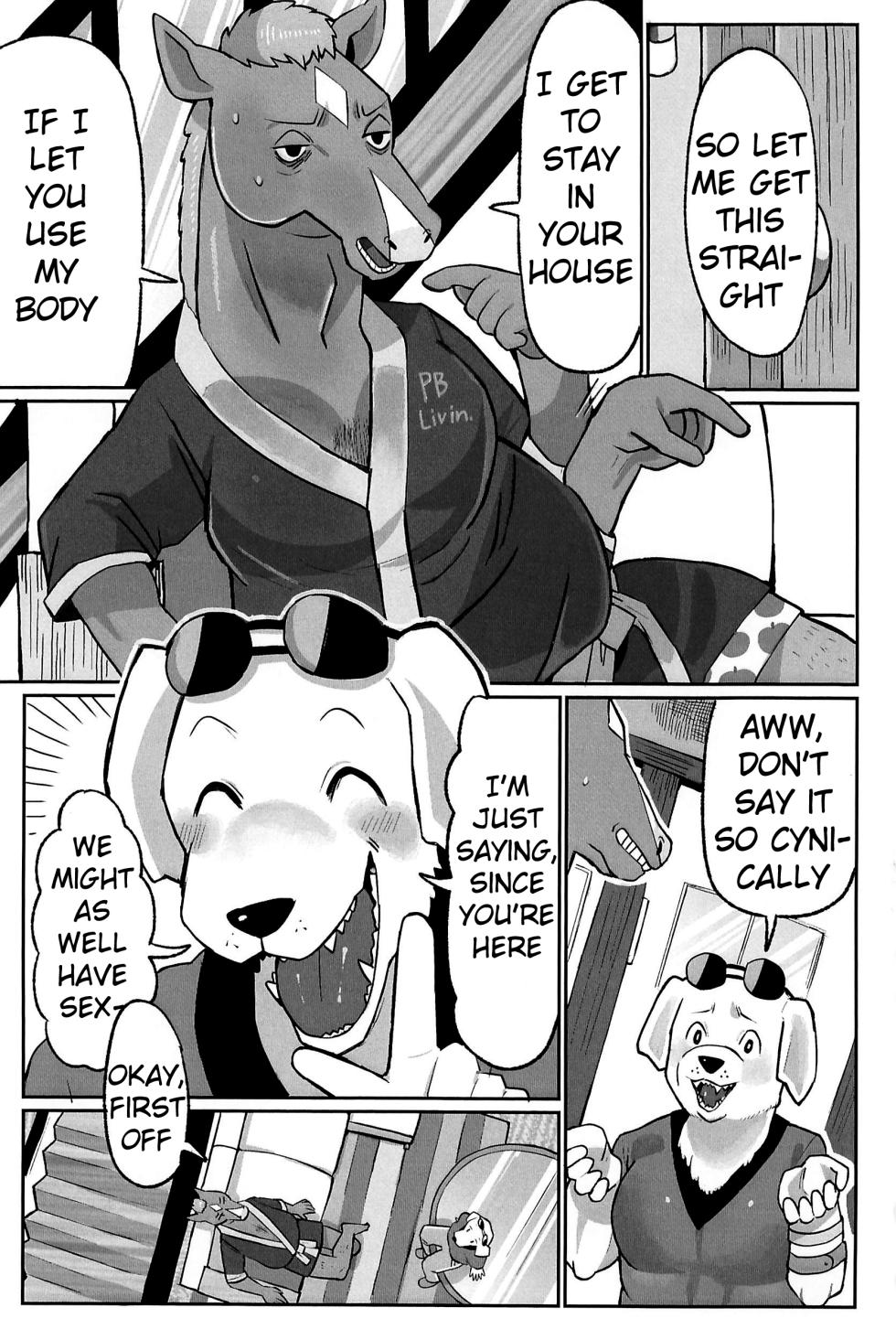 (Shinshun Kemoket 11) [hanamuke (Igarashi Hazuki)] Can I beat a dog's dick? Let's Find Out!! (BoJack Horseman) - Page 3