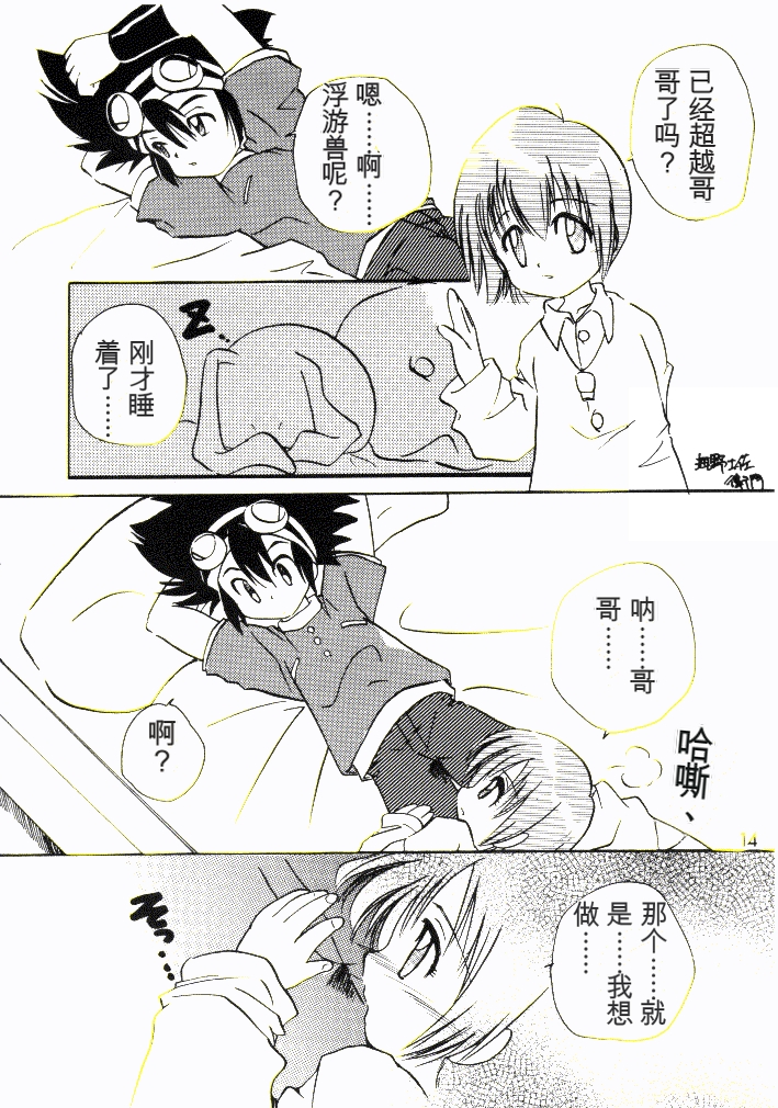 [Bikkuri Gyouten (Umino Dozaemon, Watanabe Sumiko)] Yagamikunchi no Katei no Jijyou (Digimon Adventure) [Chinese] [AI翻译] - Page 13