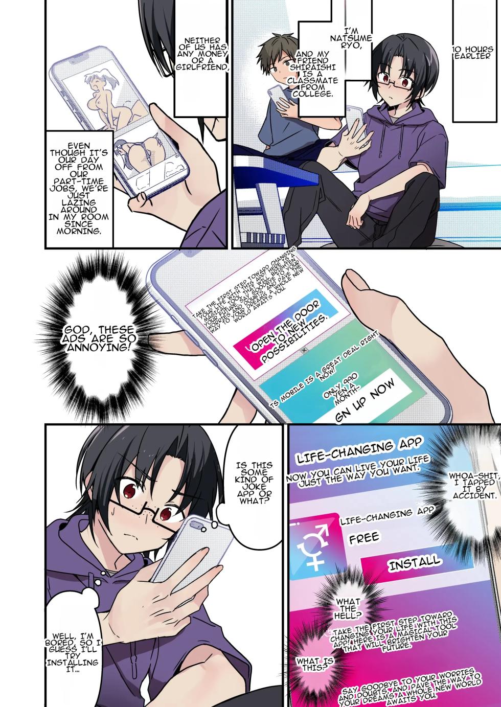 [TSF no F (NOMU)] Jinsei Kaihen Appli de Barairo no Hibi? ~Jibun o Ukkari Dosukebe Bishoujo ni~ | Rosy Days with a Life-Altering App? ~Accidentally Turning Myself (♂) into a Super Lewd Beauty (♀)~ - Page 4