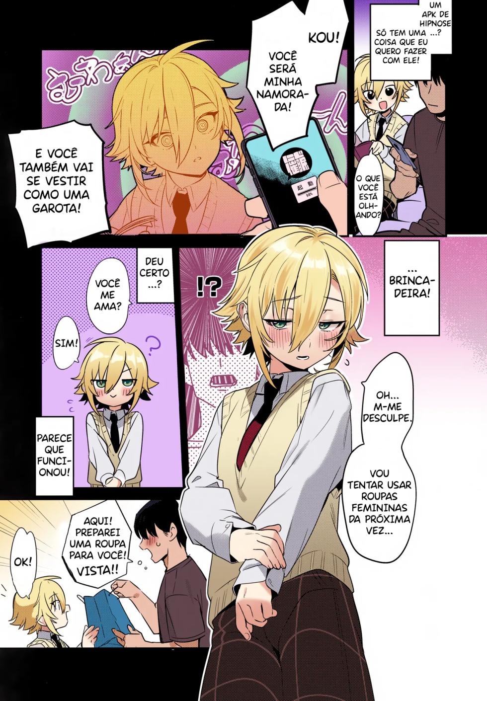 (#Nijisousaku 10) [Hamehame Service Area (Cr-R)] Kou! Kyou wa Kanojo ni Natte do Sukebe Shitagi de SEX Suru Tte Itta yo na!? (Uzuki Kou) [Portuguese-BR] [Colorized] - Page 3