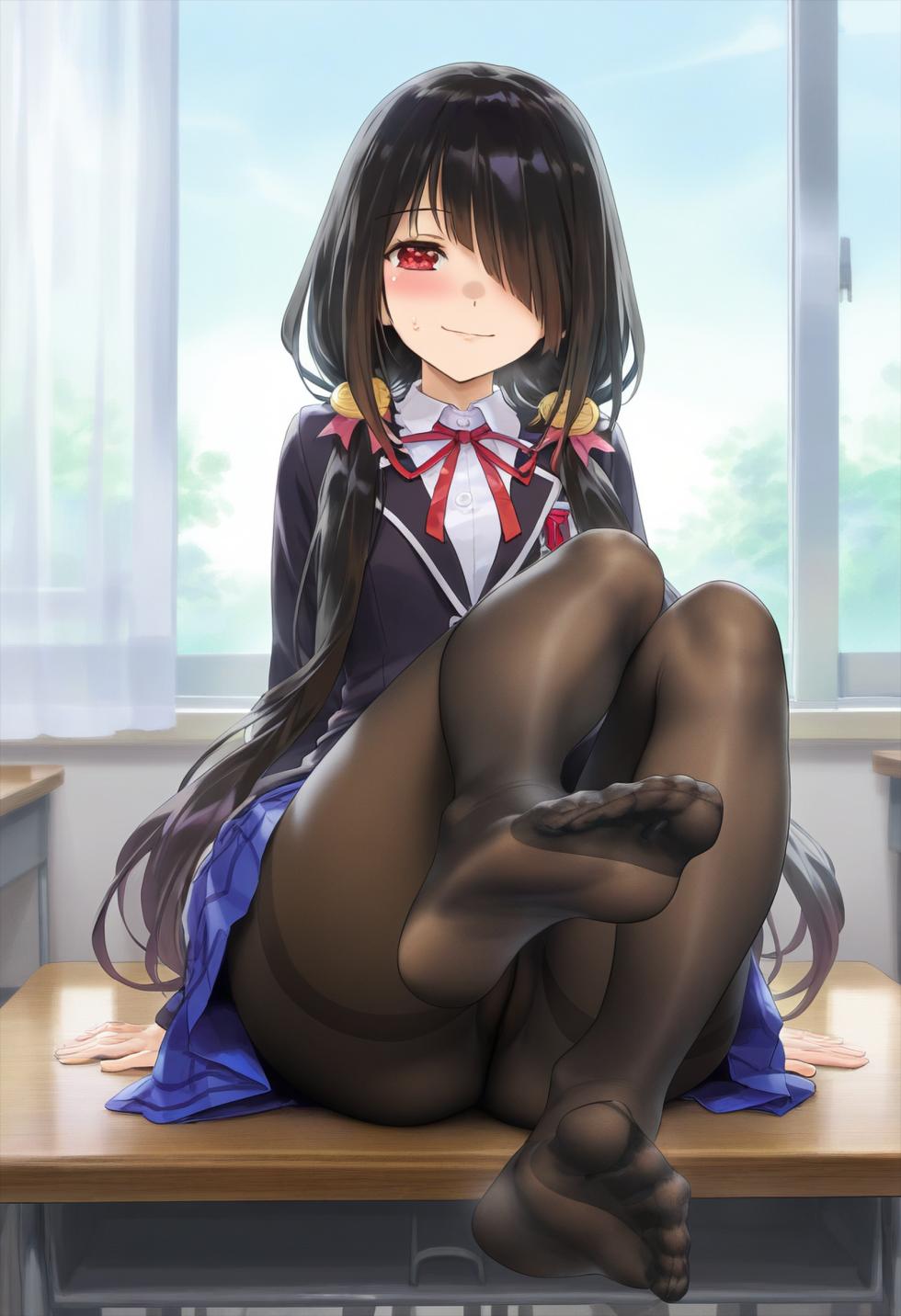 [スクラロース ]  校服时崎狂三-黑丝裤袜 恋足癖福利   [AI Generated] - Page 1