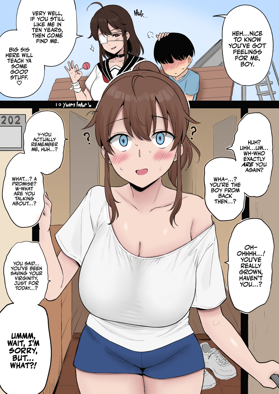 [Yue] Mukashi Yoku Asonde kureta Kinjo no Kakkoii Onee-san ni 10-nen Mae no Yakusoku o Hatashite morai ni Iku Yatsu | Fulfilling a 10 Year Old Promise with the Cool Kid in the Neighborhood Who Used to Play with Me at the Park [English] [Colorized] - Page 1
