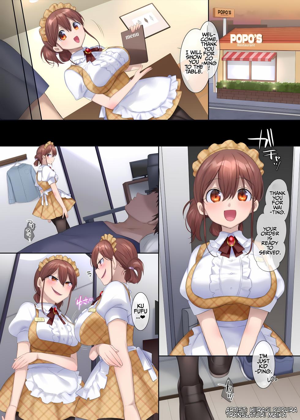 [Hiiragi Popura] Okiniri Waitress o Hyoui de Omochikaeri | Okiniri Waitress o Hyoui de Omochikaeri (TS sakuhin baraethi pakku! nyotai ka＆ hyouietc…＋α) [English] [Maika] - Page 1