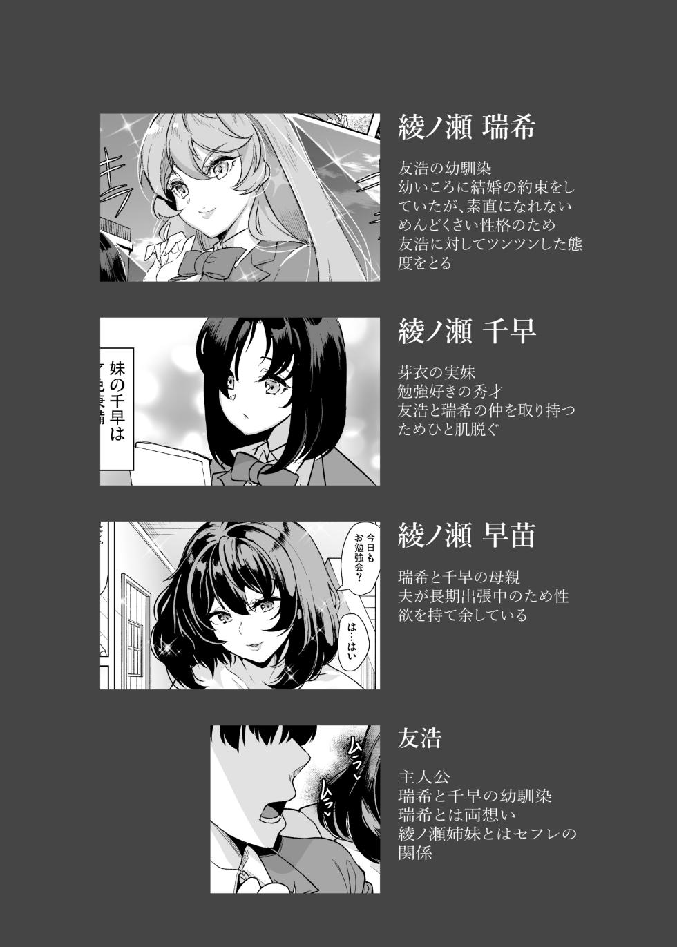 [Yabitsutouge (Ootori Mahiro)] Mendokusai Kyonyuu Shimai to Tsugou no Ii Hitozuma de Seidorei Gasshuku Shita Ken - Page 3