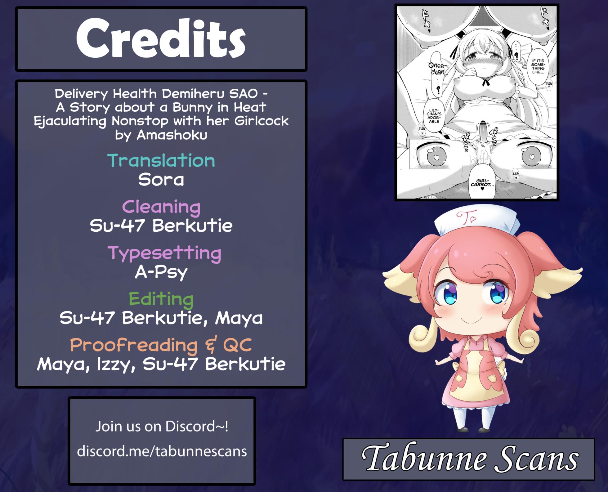 [Amashoku] Demivery Health Demiheru! SAO - Hatsujou Usa-chan Mesuchinpo Renzoku-sha Hen | Delivery Health Demiheru SAO - A Story about a Bunny in Heat Ejaculating Nonstop with her Girlcock (Saishuu Futanari Senyou Sharyou - This car is for "futanari" only.) [English] [Tabunne Scans] [Digital] - Page 28