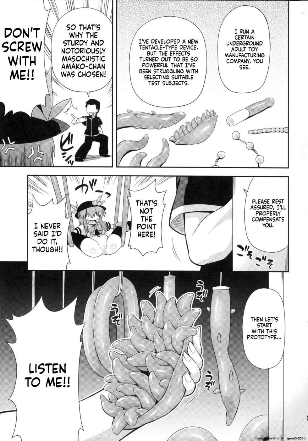 (Reitaisai 10) [Saihate-Kukan (Hino Hino)] Tenshi-chan to Shokushu Jikken!? - Tentacle experiment with Tenshi-chan!? | Tenshi-chan and the Tentacle Experiment!?  (Touhou Project) [English] [SCANMTL] - Page 4