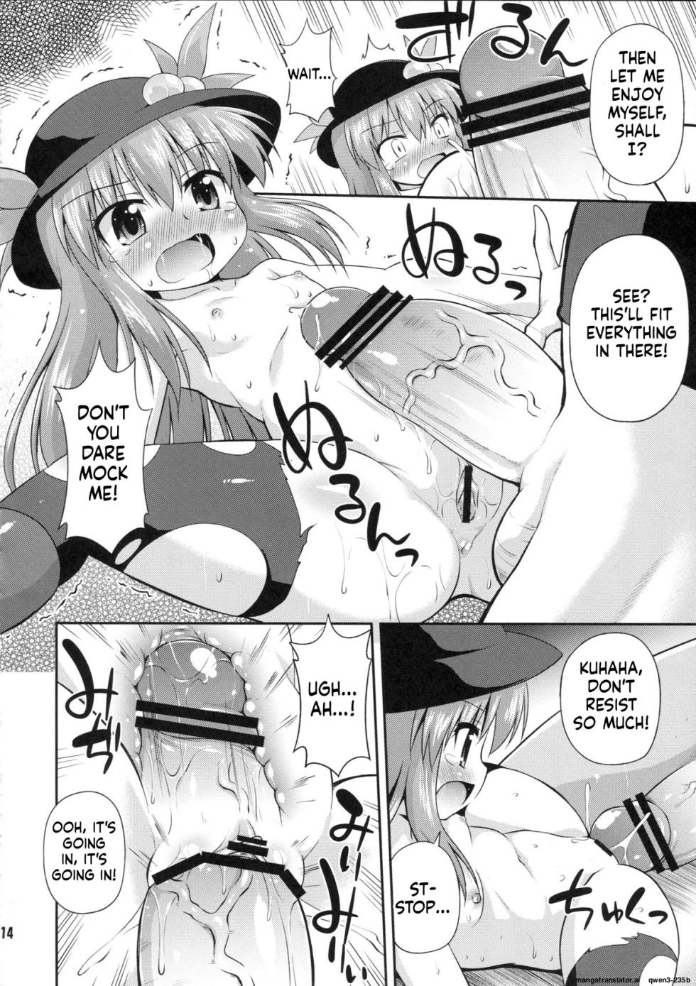 (Reitaisai 10) [Saihate-Kukan (Hino Hino)] Tenshi-chan to Shokushu Jikken!? - Tentacle experiment with Tenshi-chan!? | Tenshi-chan and the Tentacle Experiment!?  (Touhou Project) [English] [SCANMTL] - Page 13
