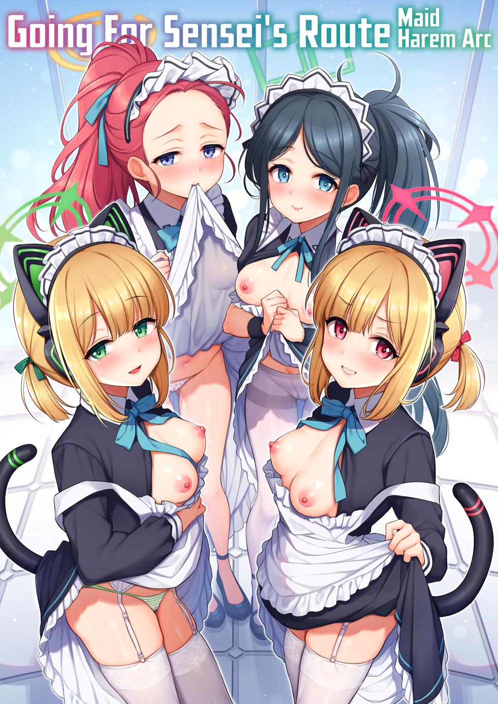 [K+W (Sasachinn)] Sensei Kouryaku Game Maid Harem Hen | Going For Sensei's Route Maid harem arc (Blue Archive) - Page 1