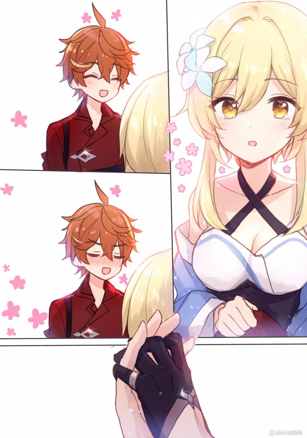 [Akitsuki Ria] Hotaru-chan ga massaaji de Taru ni sokuo chi icharabu manga (Genshin Impact) | 荧被达达利亚的按摩手法瞬间攻陷的恩爱色色漫画  [Chinese] [倫倫倫个人汉化] - Page 12