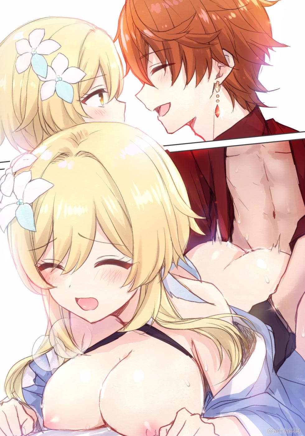 [Akitsuki Ria] Hotaru-chan ga massaaji de Taru ni sokuo chi icharabu manga (Genshin Impact) | 荧被达达利亚的按摩手法瞬间攻陷的恩爱色色漫画  [Chinese] [倫倫倫个人汉化] - Page 13