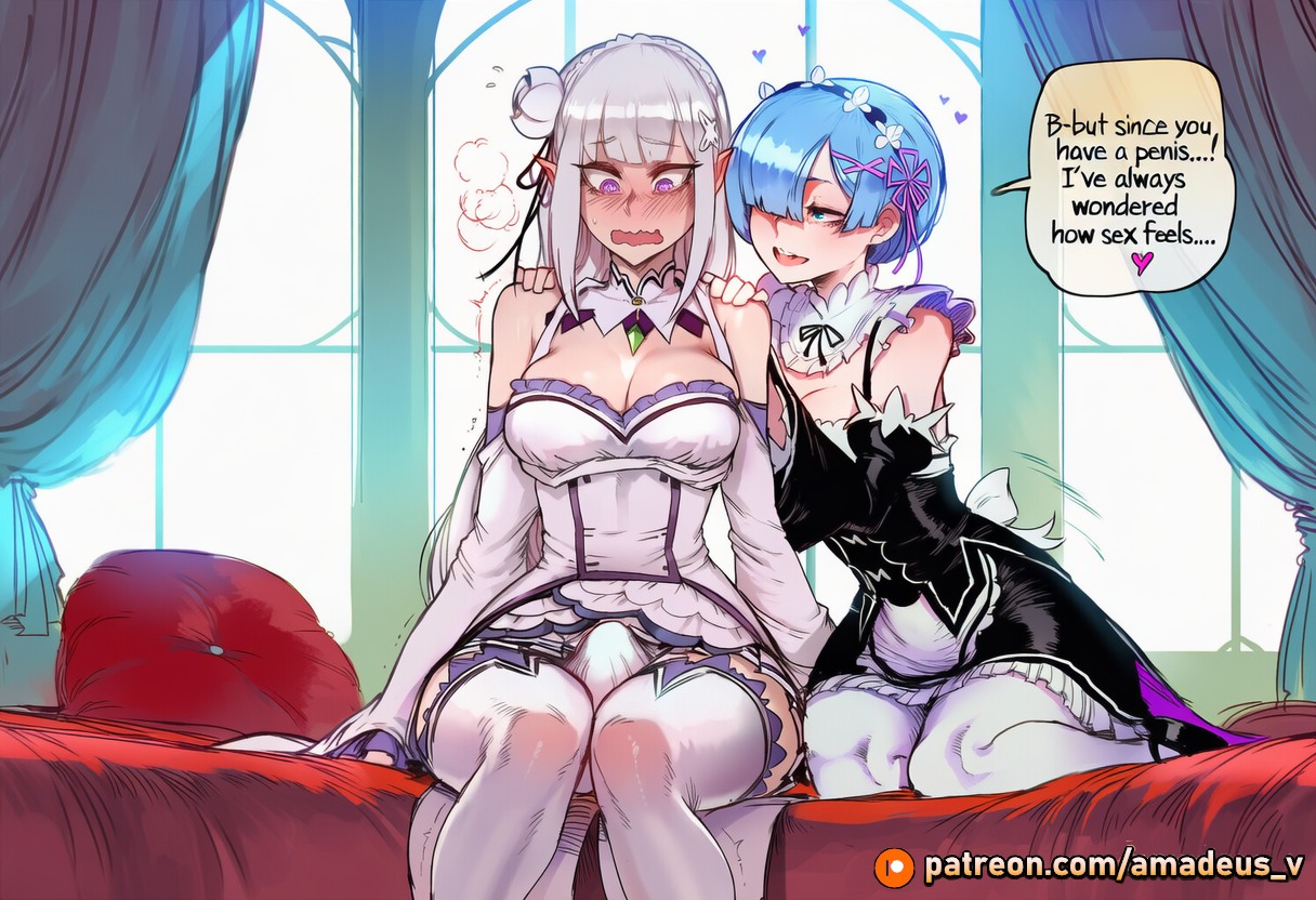 [Amadeus V] Forbidden Fruit of the Roswaal Mansion (Emilia x Rem) [English] [Full Comic] [AI Generated] - Page 5