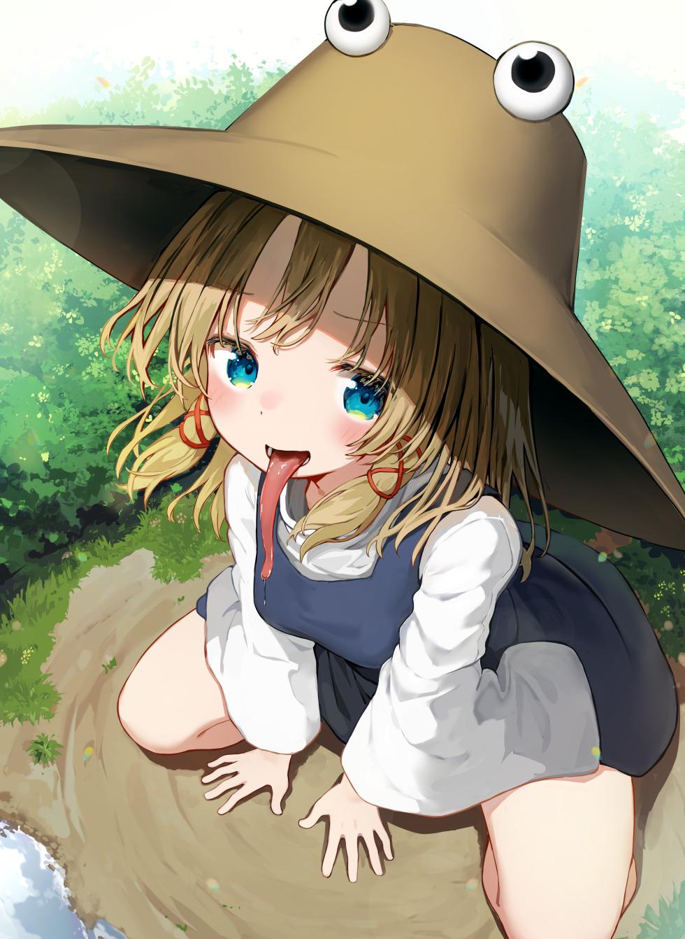 [まめもち] 諏訪子様に〇ェラしてもらって口内射精してしまうイラスト(服なし差分，舌長さ変更差分，擬音無し差分) (Touhou Project) - Page 3
