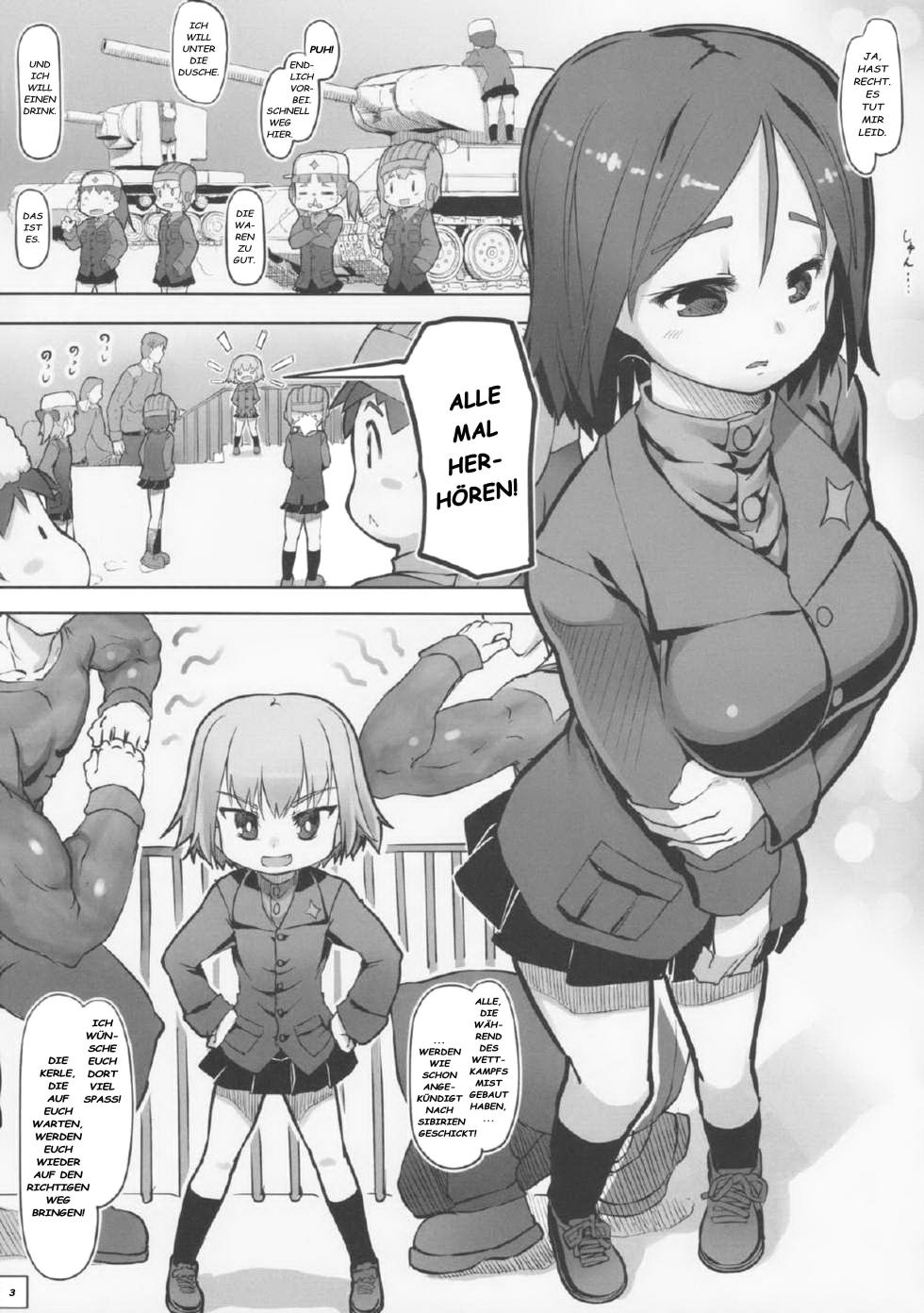(C84) [Kuromahou Kenkyuujo (wizakun)] Siberia - Hi no Ataranai Kyoushitsu de Hoshuu 25 Nichi (Girls und Panzer) [German] [Decensored] - Page 3