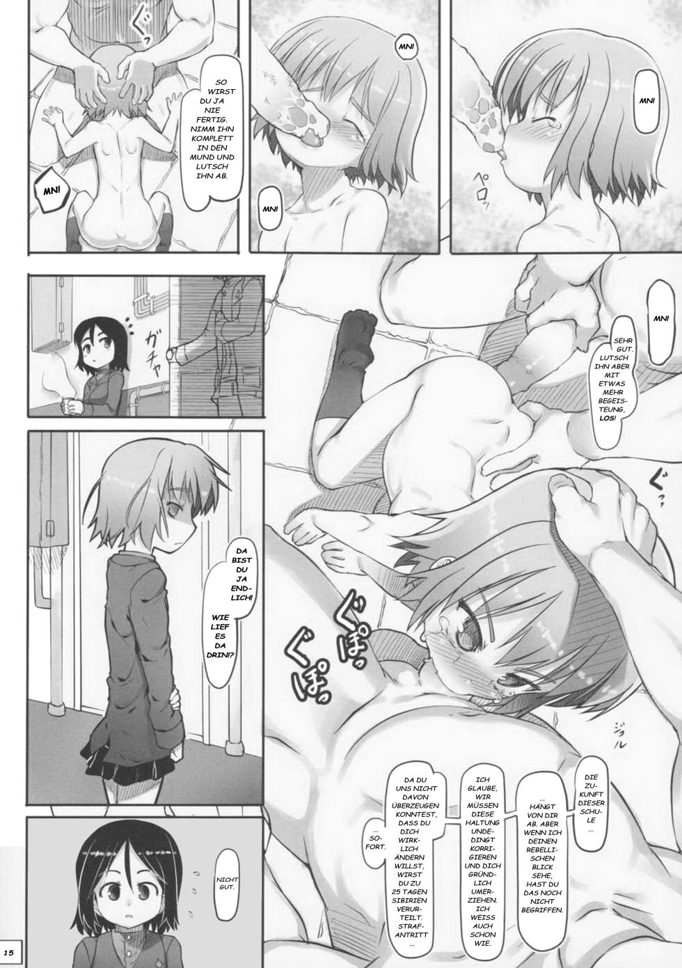 (C84) [Kuromahou Kenkyuujo (wizakun)] Siberia - Hi no Ataranai Kyoushitsu de Hoshuu 25 Nichi (Girls und Panzer) [German] [Decensored] - Page 15