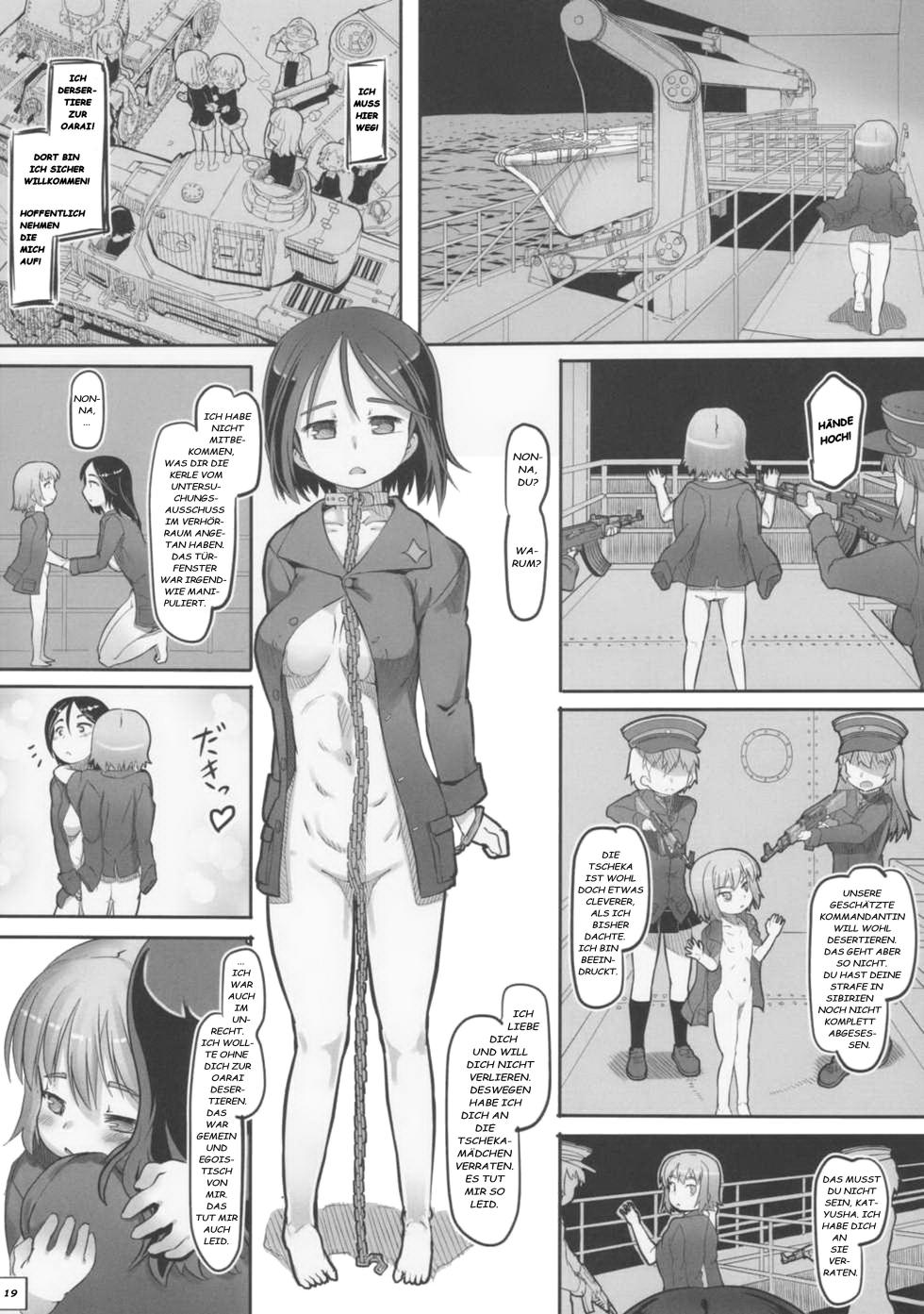 (C84) [Kuromahou Kenkyuujo (wizakun)] Siberia - Hi no Ataranai Kyoushitsu de Hoshuu 25 Nichi (Girls und Panzer) [German] [Decensored] - Page 19