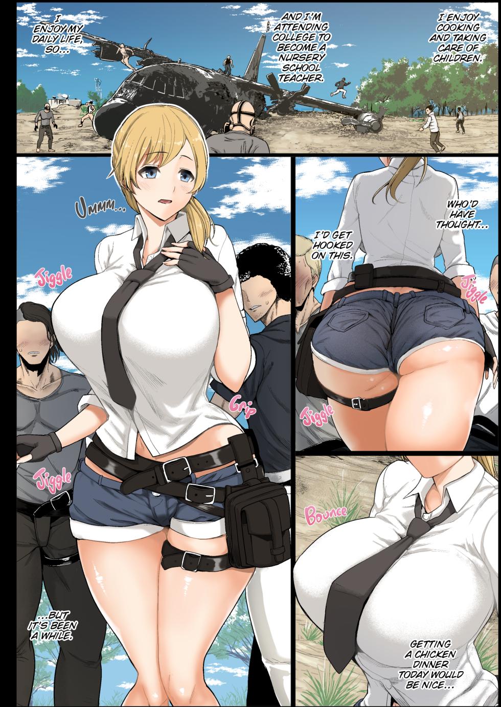 [Aomizuan (Shimantogawa)] Geneki Joshidaisei to, Iyarashii Donkatsu | College Girl Wins a Lewd Chicken Dinner (PlayerUnknown's Battlegrounds) [English] - Page 1