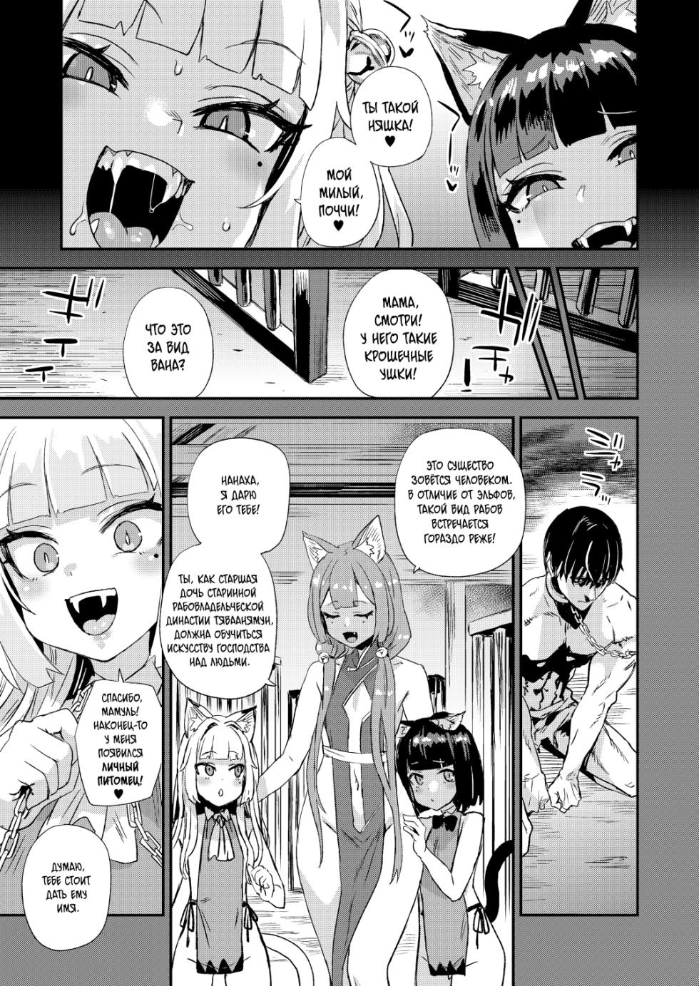 [Fatalpulse (Asanagi)] Nekozoku Musume wa Ningen o Kau. - CAT GIRLS KEEP A HUMAN | Членораб для Кошкодевочек [Russian] [ayana-trans] [Digital] - Page 4