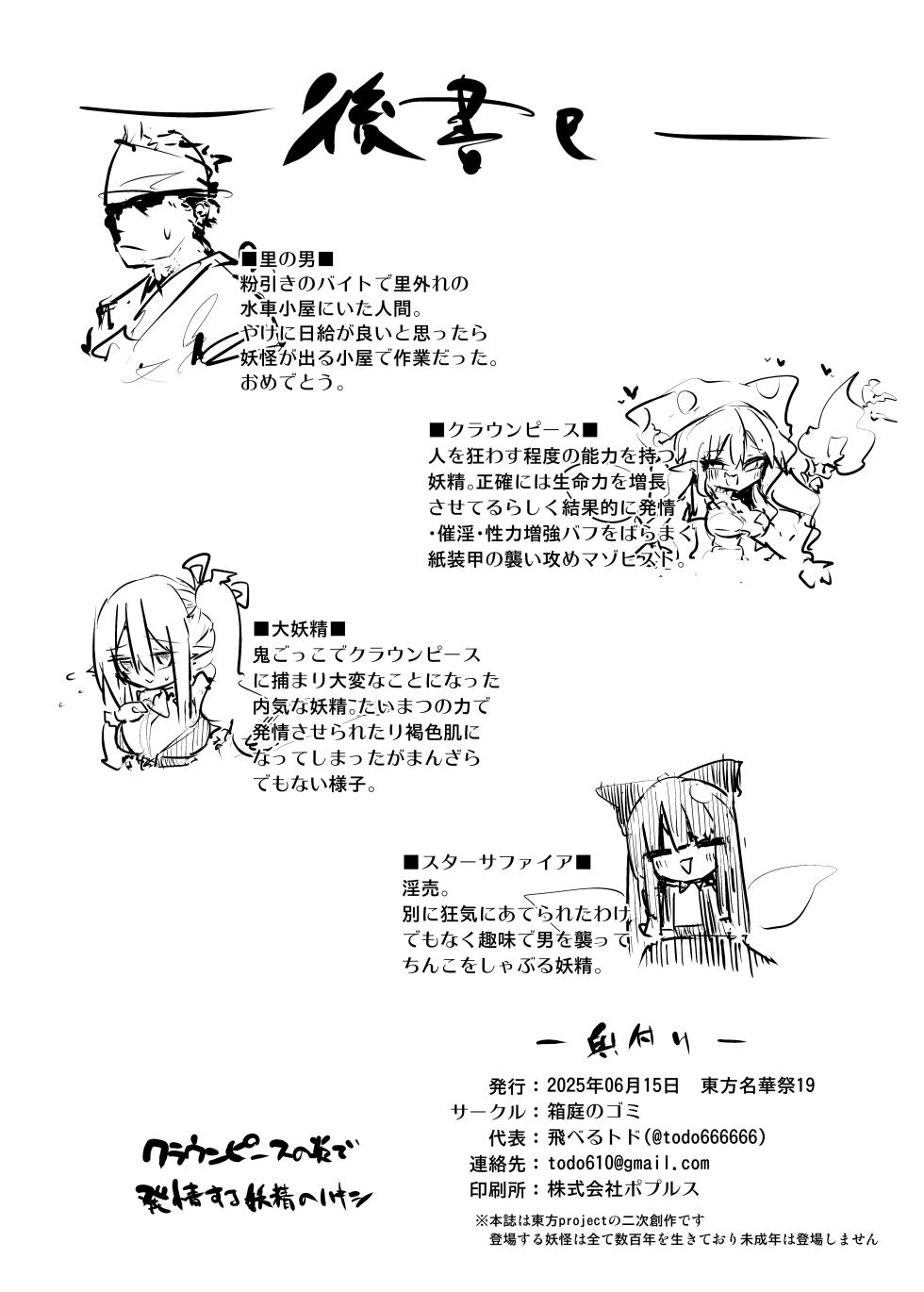 [飛べるトド] クラウンピースの炎で発情する妖精のハナシ (Touhou Project) [Digital] - Page 33