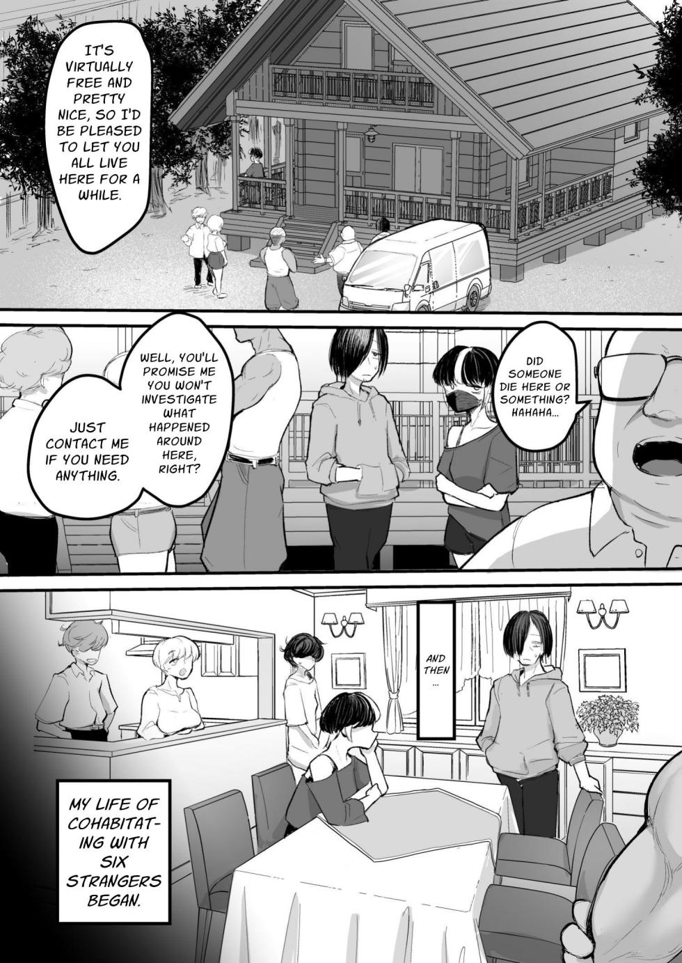 [Archa1c (Nada Shio)] Saikou Saiaku Terrace House Kasu no Danjo ga 6-nin Itara Sex shika Shinai | The Worst Terrace House of All Time: The Six Low-Lives Living There Do Nothing But Fuck [Kani] [Digital] - Page 4