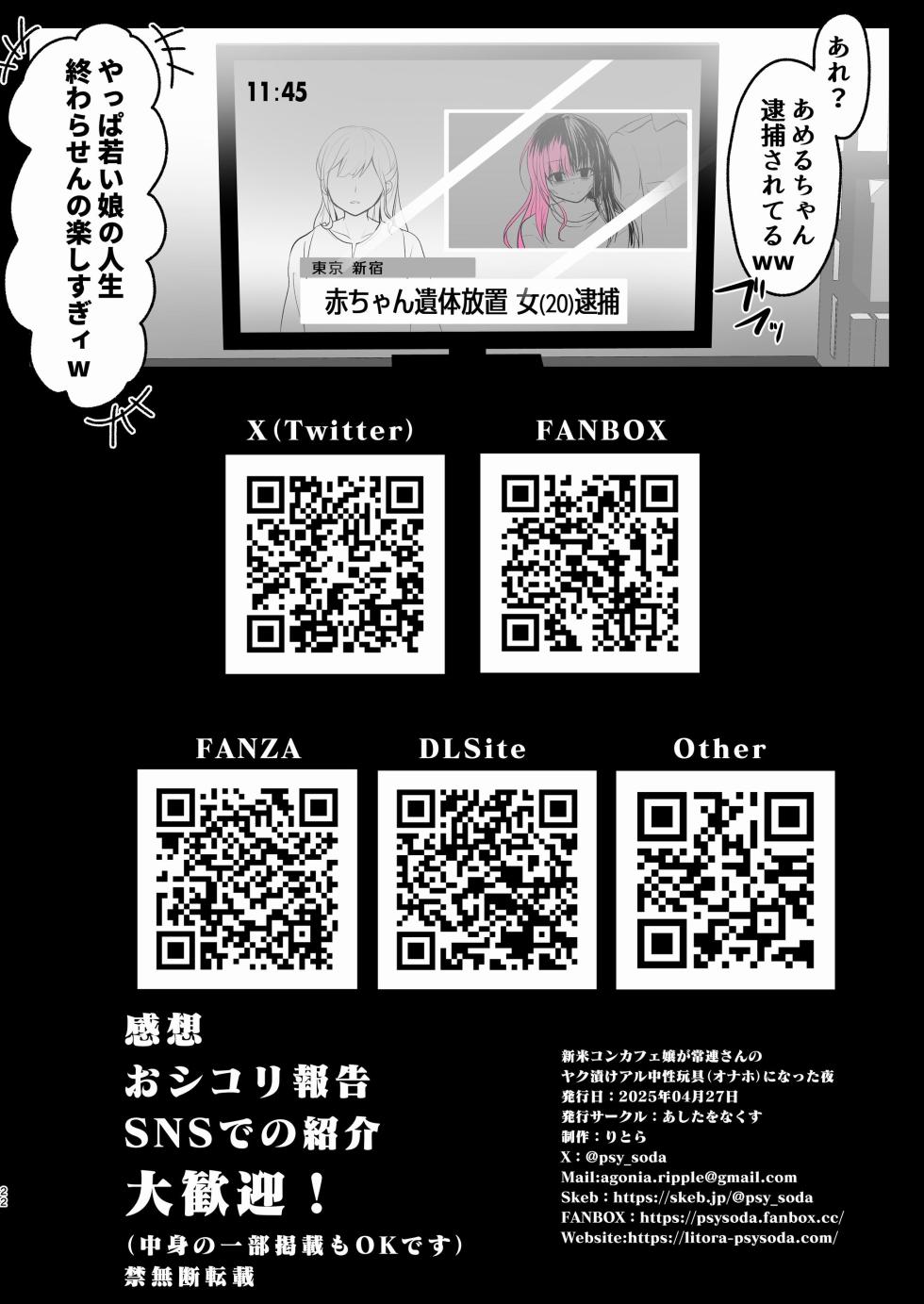[Ashita o Nakusu (Litora)] Shinmai Konkafe Jou ga Jouren-san no Yaku-zuke Aru-chuu Sei Ganggu ni Natta Yoru [Digital] - Page 21
