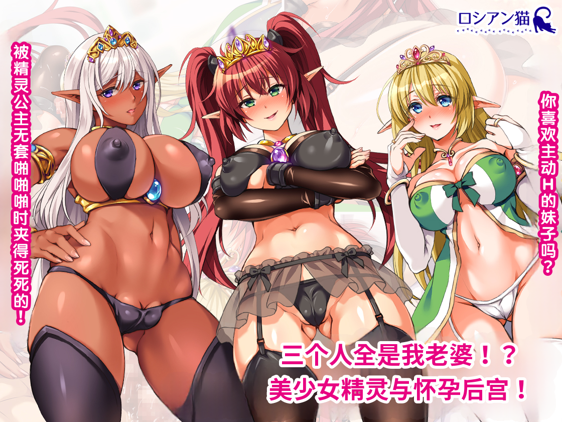 [Russian Neko] Sannin Zenin Ore no Yome!? Bishoujo Elf to Haramase Harem! [Chinese] [MTL] - Page 1