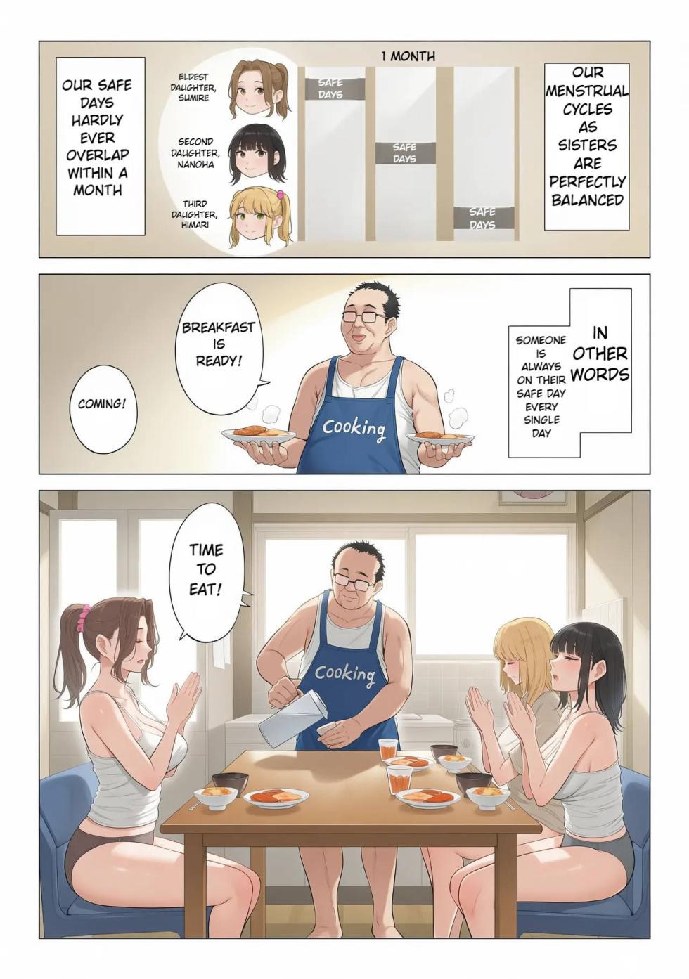 [Date Roku] Ogifu-san no Seiyoku Shori wa Watashi tachi Sanshimai no Mochi mawari | Taking the turn - The story of how us three sister took care of our step-father needs [English] (Colourized) - Page 10
