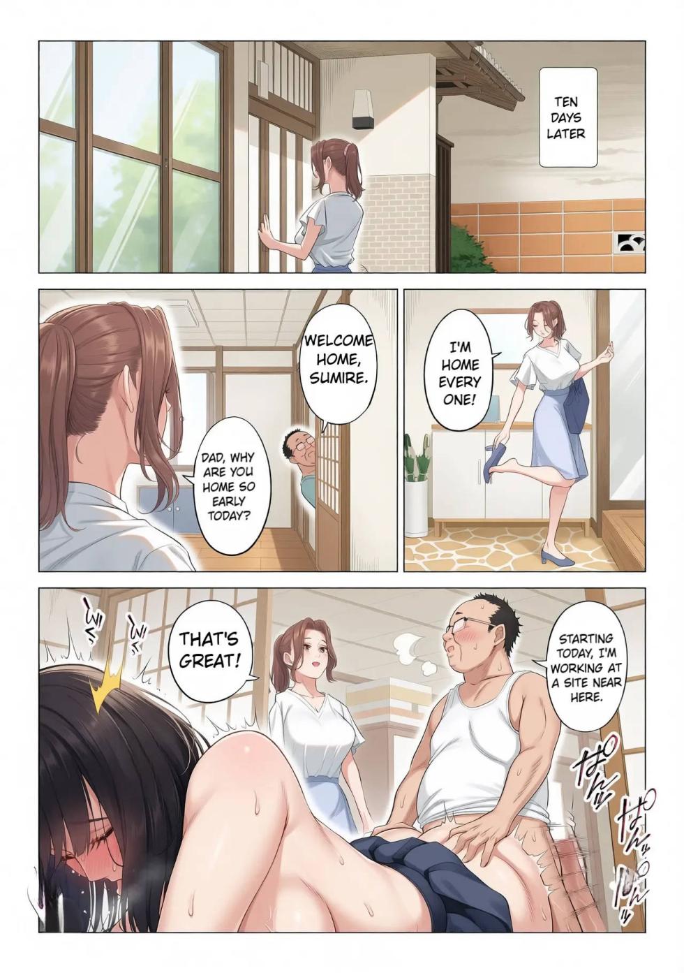 [Date Roku] Ogifu-san no Seiyoku Shori wa Watashi tachi Sanshimai no Mochi mawari | Taking the turn - The story of how us three sister took care of our step-father needs [English] (Colourized) - Page 40