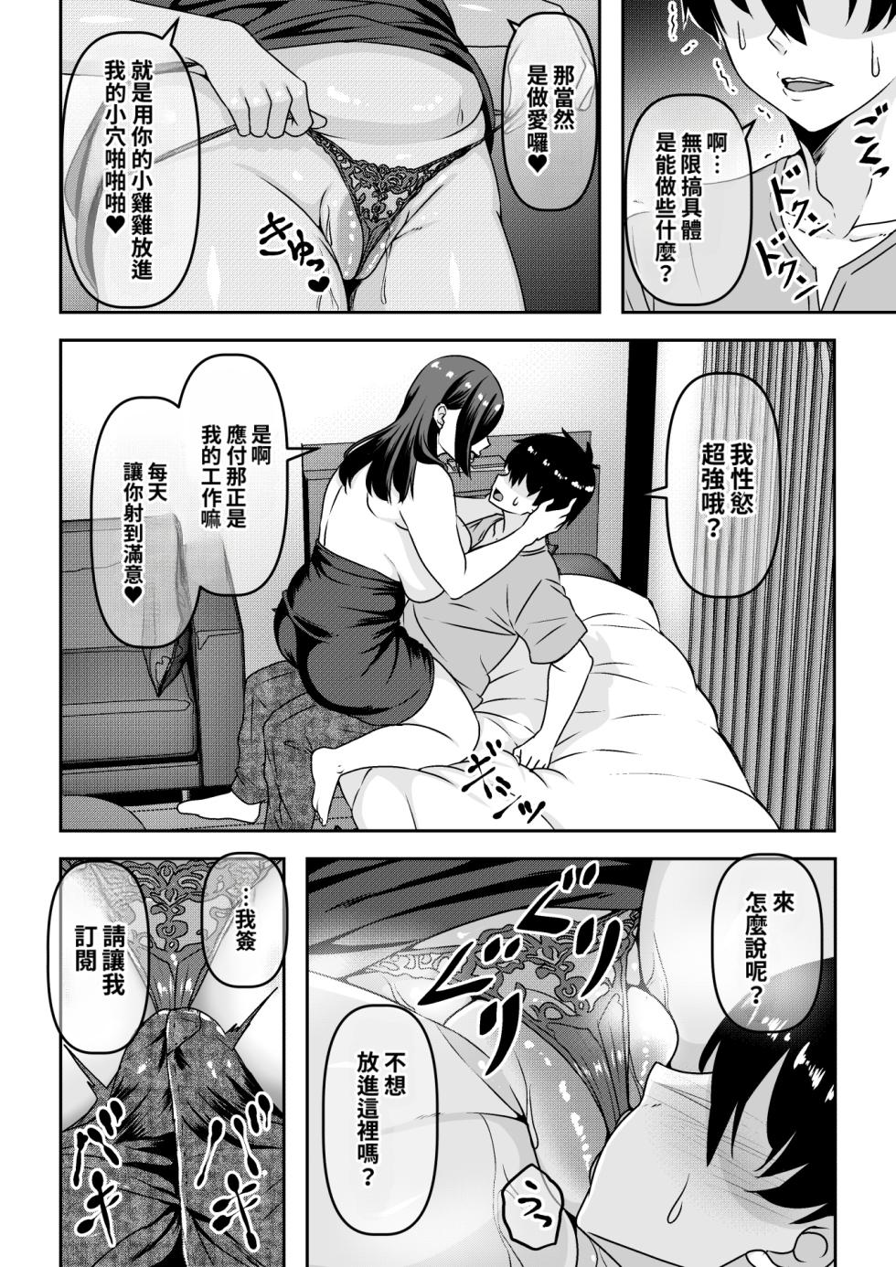 [Waribashi Kouka] Ore ga Seigou na no o Shirazu ni Tsuki Ichi Man de Yarihoudai no Subscription Keiyaku o Musun de shimatta Funinki Fuuzokujou Oba-san [Chinese] [小雪机翻润色] - Page 9