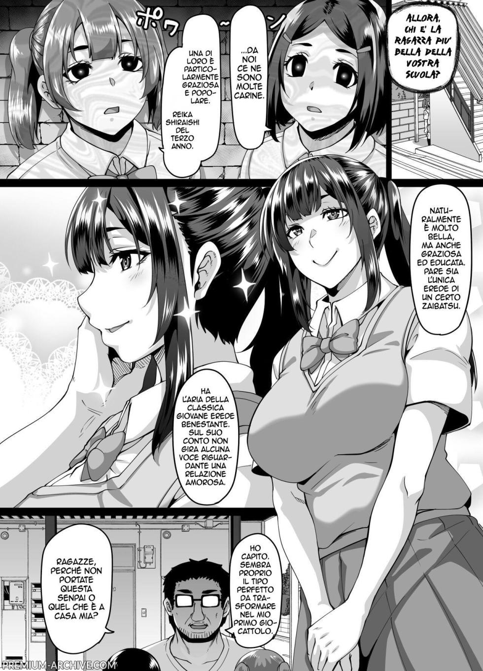 [Tiramisu Tart (Kazuhiro)] Saimin Nouryoku de Seiso na Ojou-sama Joshigakusei o Juujun na Dosukebe Anal Kurui Onna ni Kaete Anal Sex Zanmai | La trasformazione di una casta ragazza di buona famiglia in una ninfomane sottomessa [Italian] - Page 3