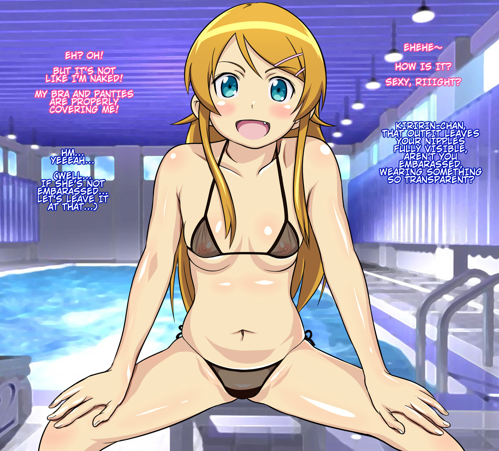 [Soft on Omanko] Ore no Imouto ga Konna ni Kageki na Kyokushou Micro-Bikini ya Hentai Ero Ishou o Kite, gi Ero IV (Image Video) ni Shutsuen Shite Midara ni Shiri o Furifuri Shite H de Hazukashii Sugata o Misetsukete Otokotachi no Onapet ni Natte Iru Wake ga Nai (Oreimo)  [English] [Pink Hair] - Page 7