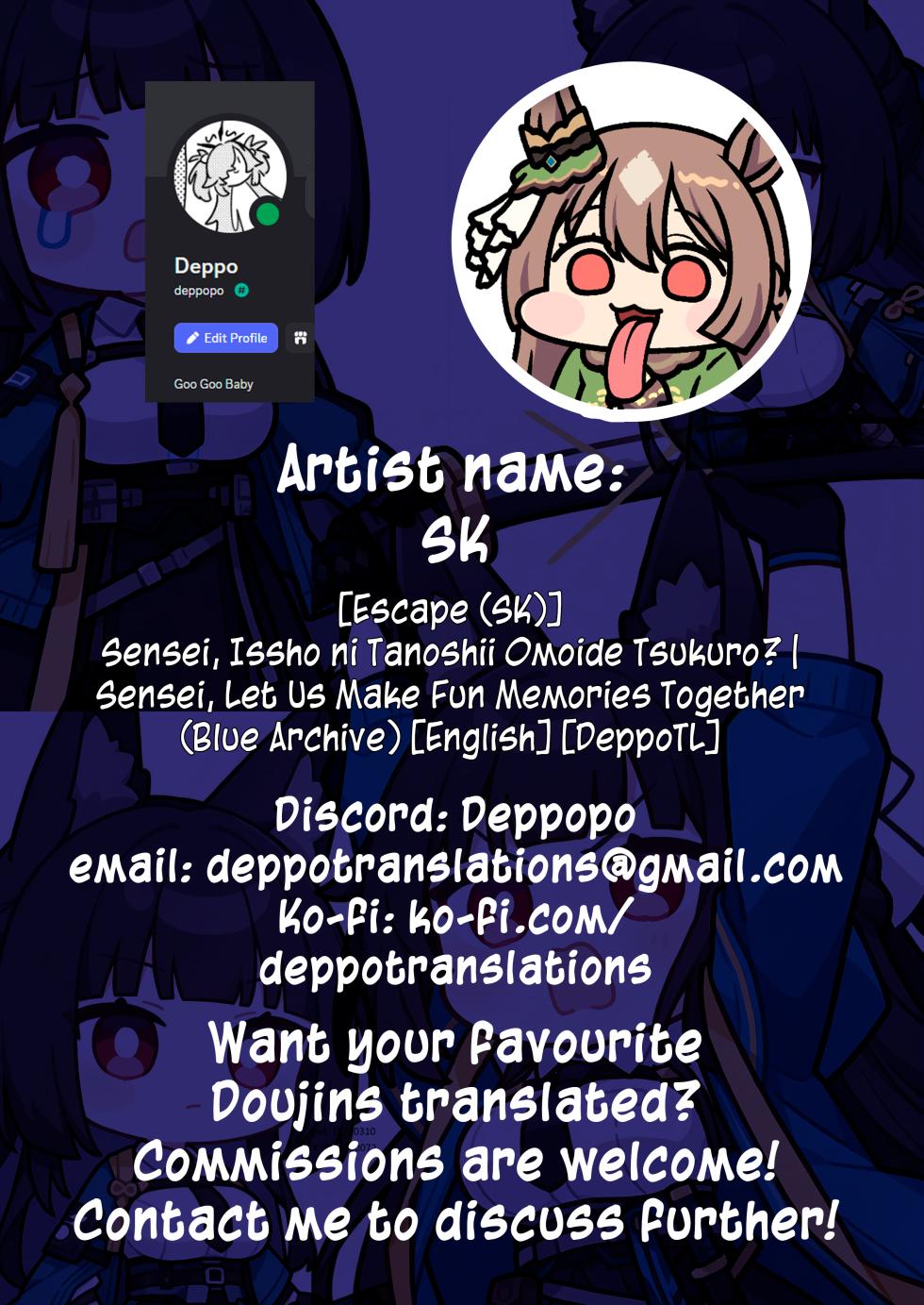 [Escape (SK)] Sensei, Issho ni Tanoshii Omoide Tsukuro? | Sensei, Let us Make Fun Memories Together! (Blue Archive) [English] [DeppoTL] [Digital] - Page 21