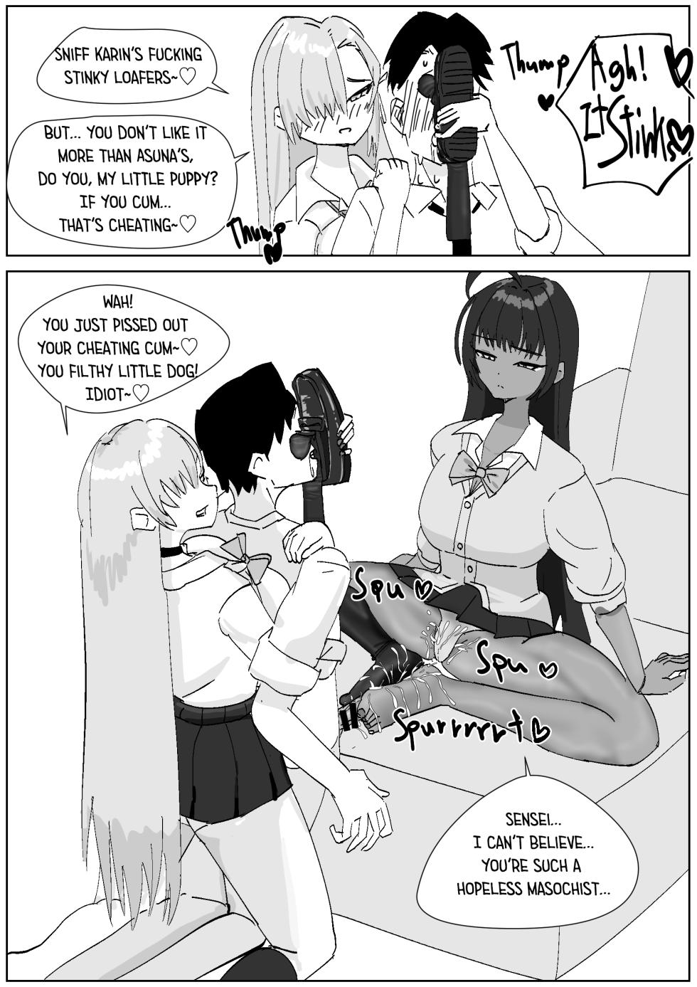 [Sockshop / ヤバい靴下屋さん] Karin & Asuna Masochist’s Cum Squeezed by Stinky Feet - Page 6