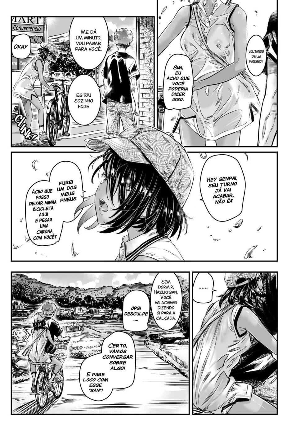 [Burning Shimai (MARUTA)] Hiyake no Bitch Shoujo wa, Doutei no Senpai o Yagai Sex ni Sasou [Portuguese-BR] - Page 6