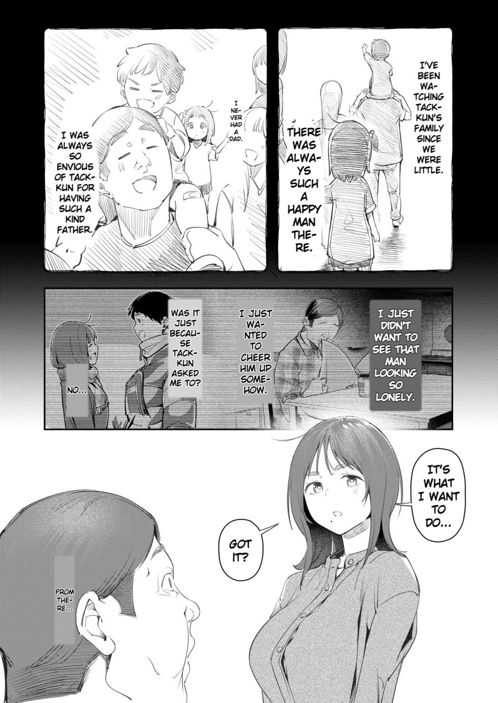 [Mori no Hito (Kiyama Hito)] While My Childhood Friend Was Away in Tokyo I Slept With His Dad [English] [Digital] - Page 7