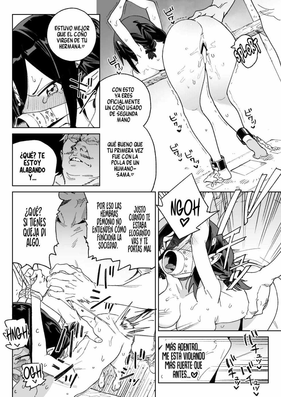 [Meshikutteneru. (Atage)] Mazoku no Mesu Bokujou no Ugoku Oniku no Himitsu ~Kachiku tte Benri de Omoshiroi~ | El secreto de la ‘carne viviente’ de la granja de hembras demonio ~qué útil e interesante es el ganado~ [Spanish] [Runas de Ariwyin] [Digital] - Page 19