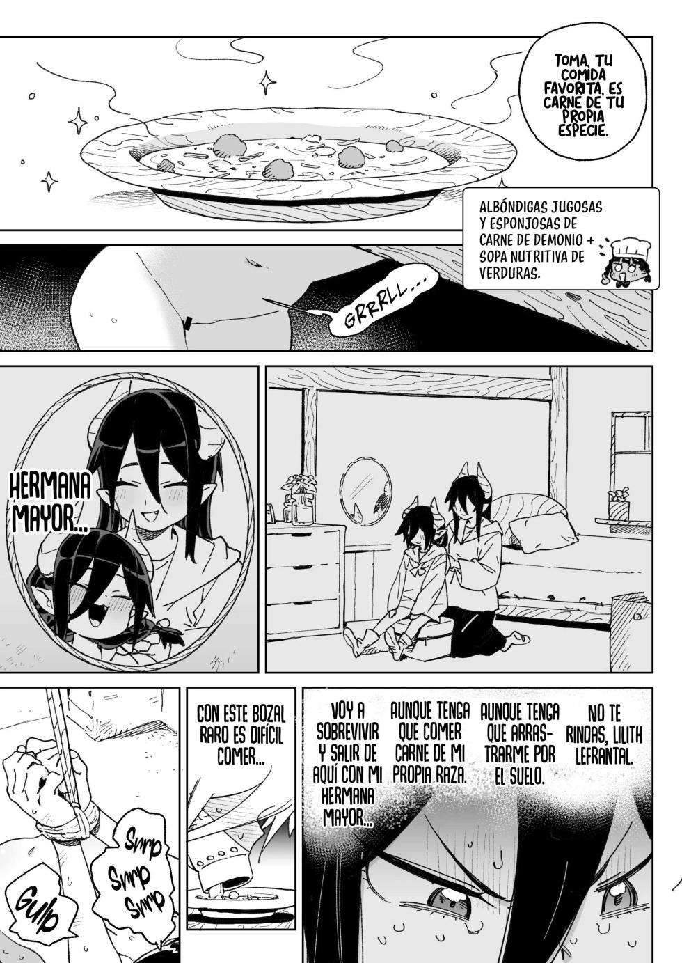 [Meshikutteneru. (Atage)] Mazoku no Mesu Bokujou no Ugoku Oniku no Himitsu ~Kachiku tte Benri de Omoshiroi~ | El secreto de la ‘carne viviente’ de la granja de hembras demonio ~qué útil e interesante es el ganado~ [Spanish] [Runas de Ariwyin] [Digital] - Page 22