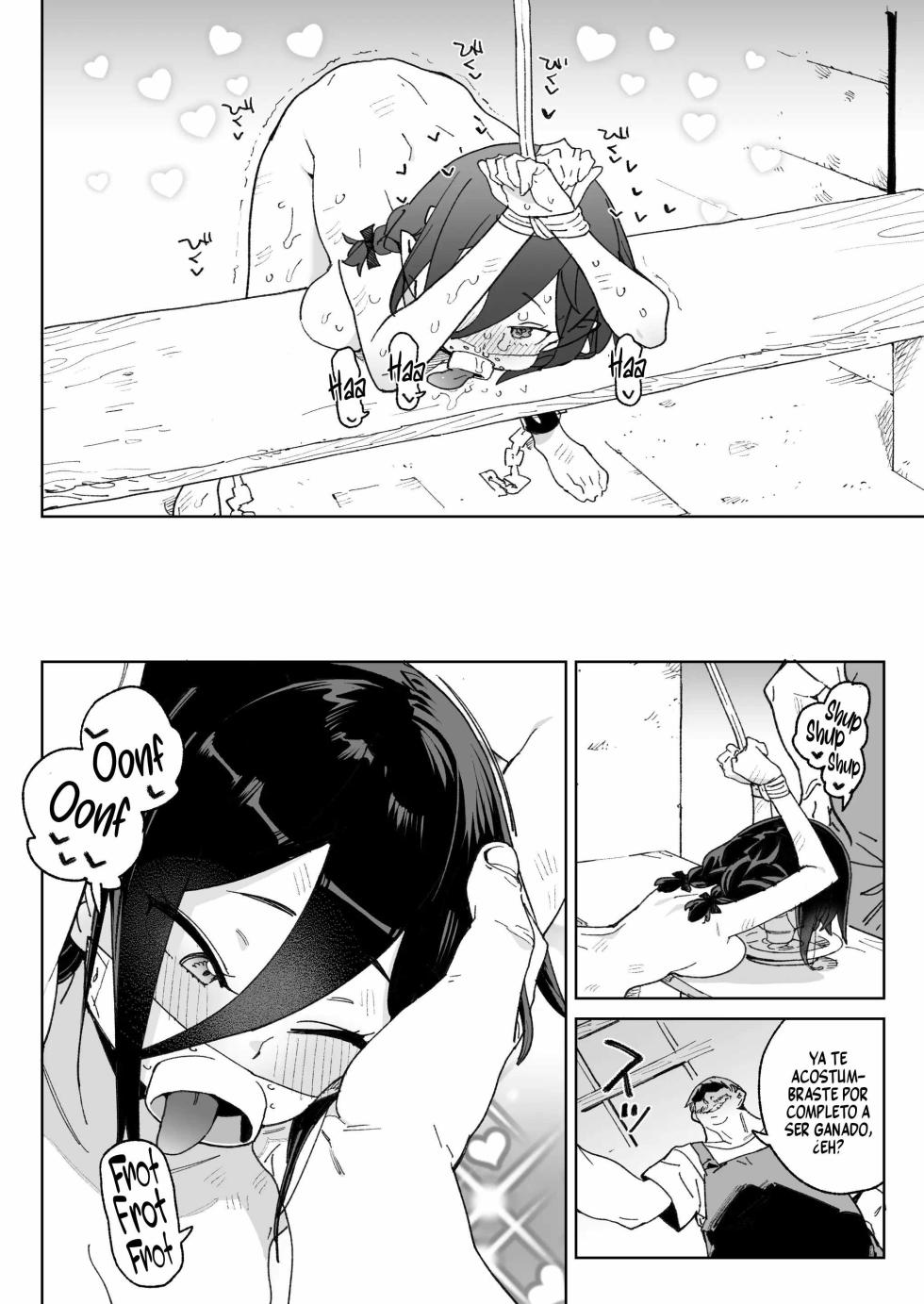 [Meshikutteneru. (Atage)] Mazoku no Mesu Bokujou no Ugoku Oniku no Himitsu ~Kachiku tte Benri de Omoshiroi~ | El secreto de la ‘carne viviente’ de la granja de hembras demonio ~qué útil e interesante es el ganado~ [Spanish] [Runas de Ariwyin] [Digital] - Page 35