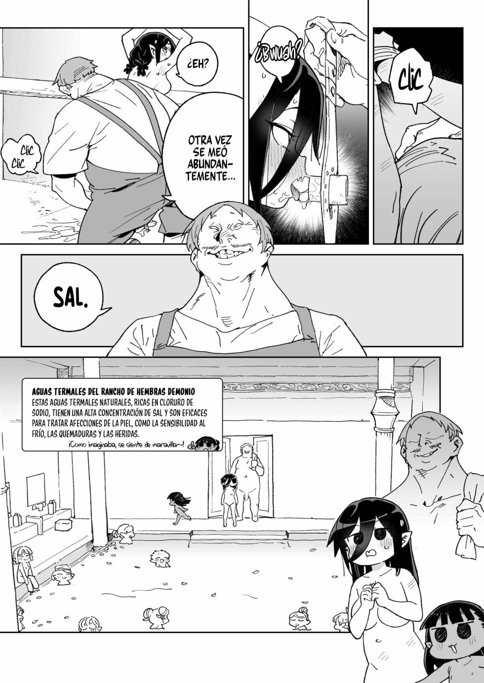 [Meshikutteneru. (Atage)] Mazoku no Mesu Bokujou no Ugoku Oniku no Himitsu ~Kachiku tte Benri de Omoshiroi~ | El secreto de la ‘carne viviente’ de la granja de hembras demonio ~qué útil e interesante es el ganado~ [Spanish] [Runas de Ariwyin] [Digital] - Page 36