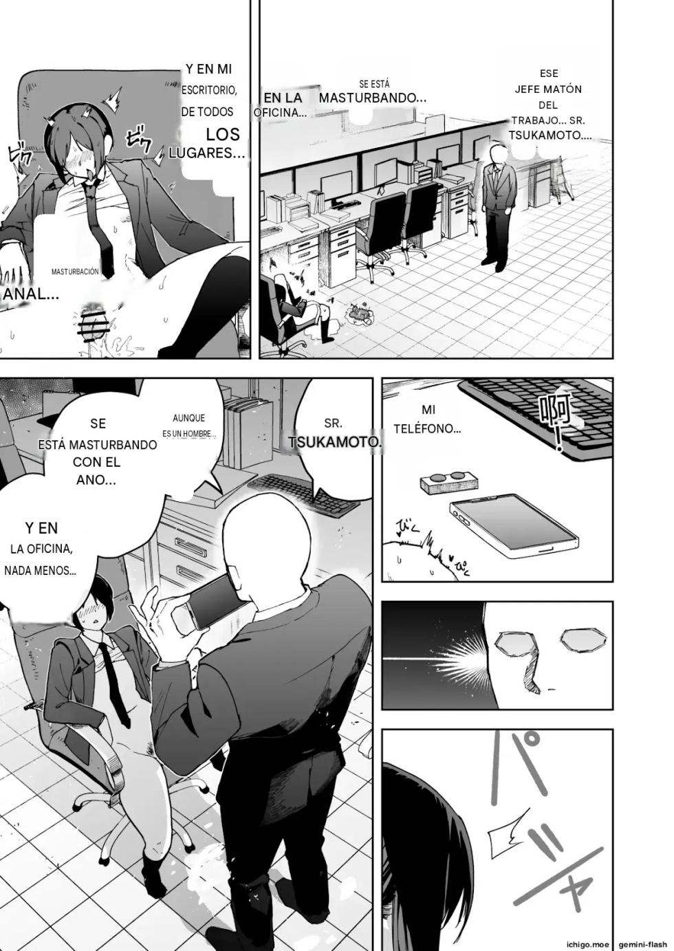 (Sakenotsakana Saomon) My beautiful boss (who's a power-harassing sadist) was masturbating anally at my desk, so I took advantage of his weakness to do all sorts of lewd things to him! Español - Page 8