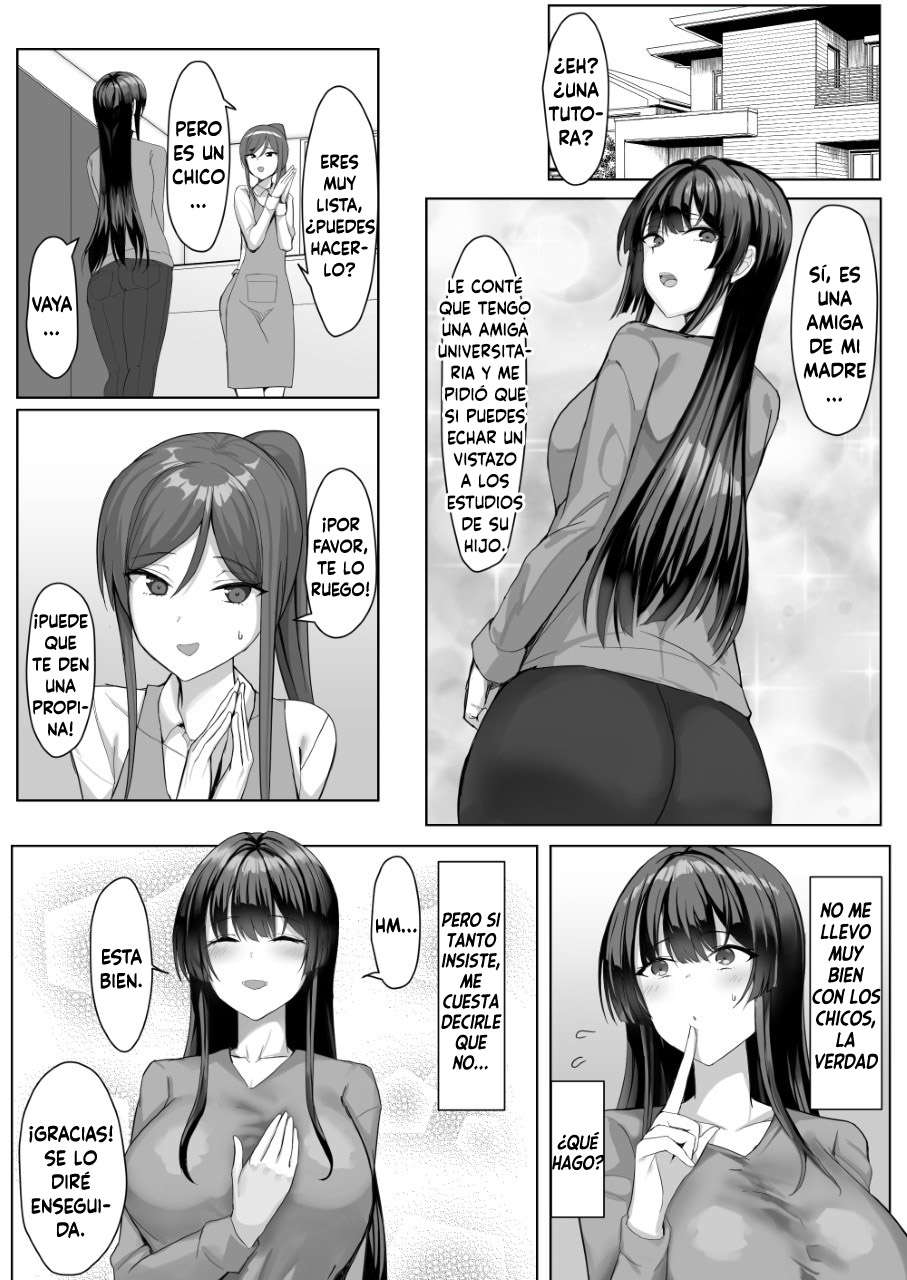 [Tamanohousa] Boku ga Saki ni Suki datta Kateikyoushi no Onee-san ga Tomodachi ni Yokodori Sareteta｜La profesora que me gustaba me fue robada por mis amigos [Spanish] [Darkside Scan] - Page 3