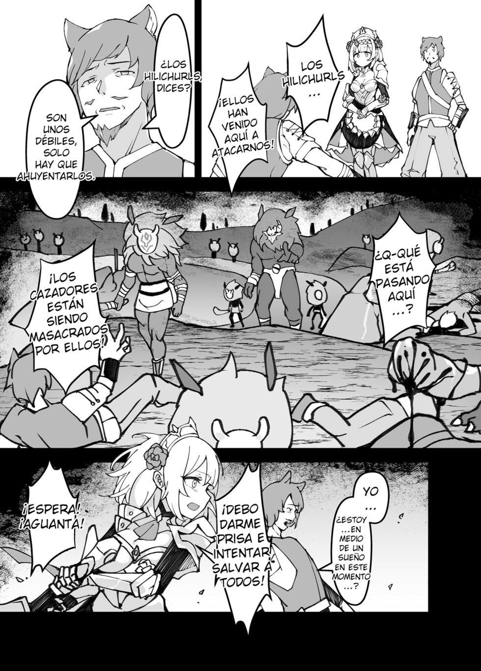 [Karouke (Karou)] Shingeki no Hilichurl II ~Shinkou no Jokyoku~ Noelle,Chivalric Blossom that withered~ (Genshin Impact) [Spanish] [Digital] - Page 9