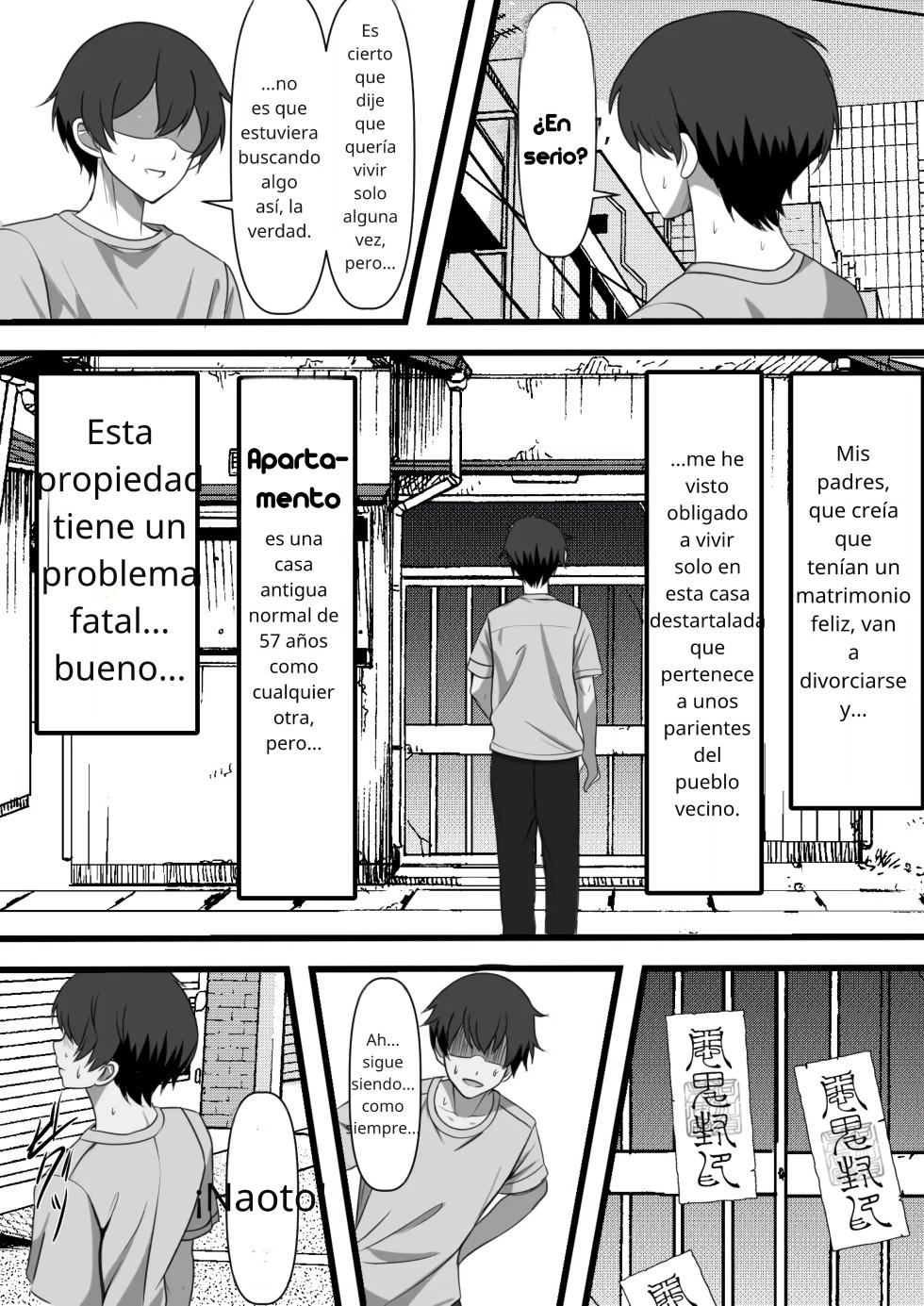 [Furitendou] Tsukekae Kazoku ~ Ore ni Hyoui Shita Jibakurei ga Higawari de Koki Sute Niku Benki o Hirottekuru no Da ga...｜Familia Poseída ~ El Espíritu Atado a Mí, Me Sigue Trayendo Esclavas Sexuales para... [Spanish] [GohanScanX] - Page 4
